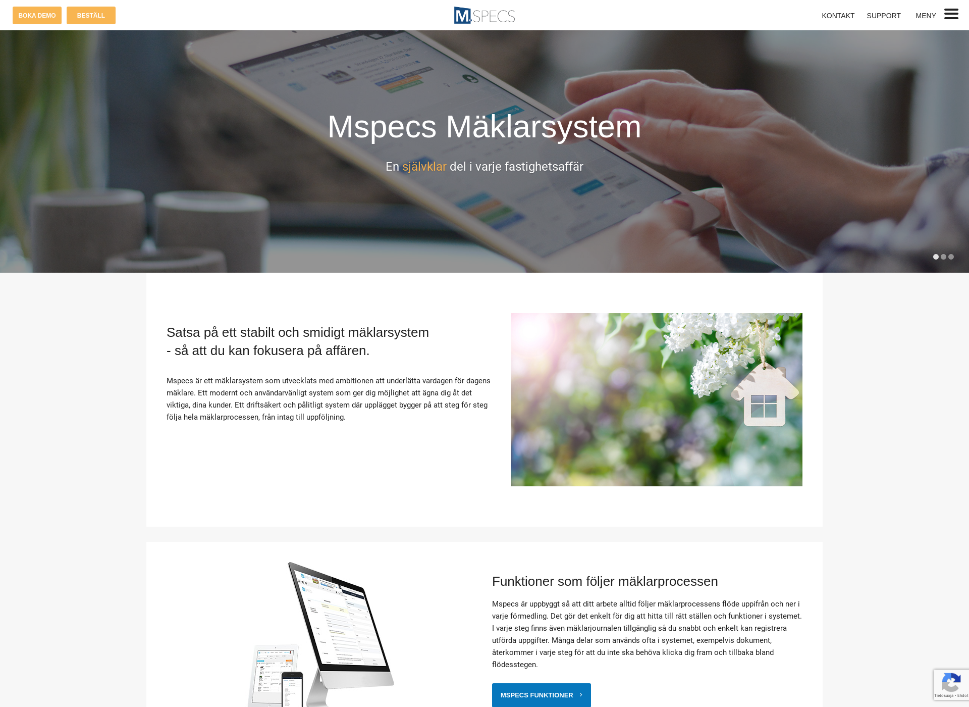 Skärmdump för mspecs.fi