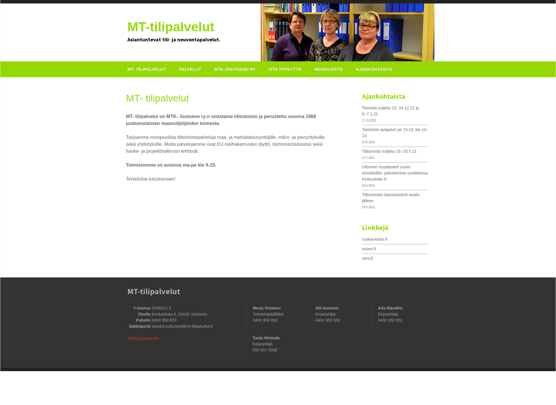 Screenshot for mt-tilipalvelut.fi
