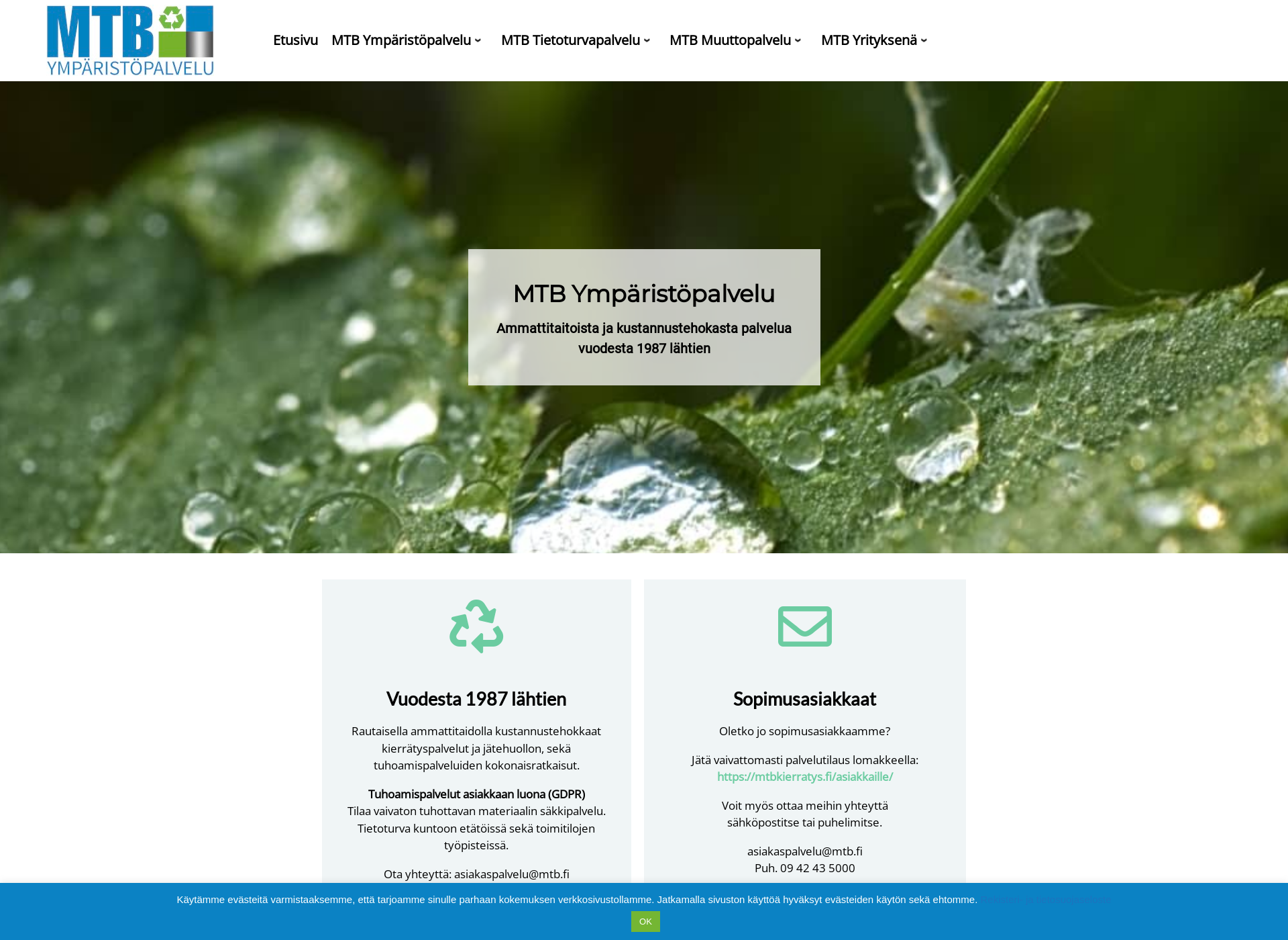 Skärmdump för mtbrecycling.fi