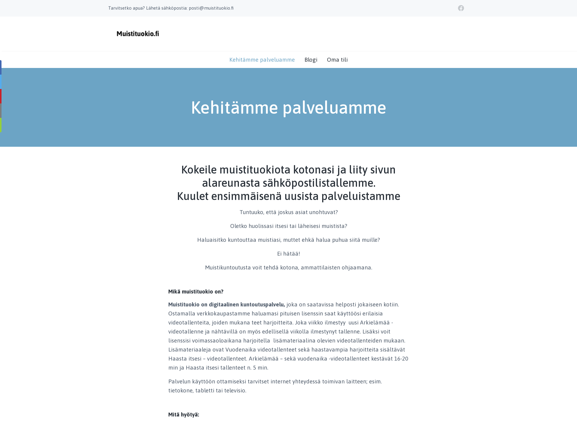 Screenshot for muistikuntoutus.fi