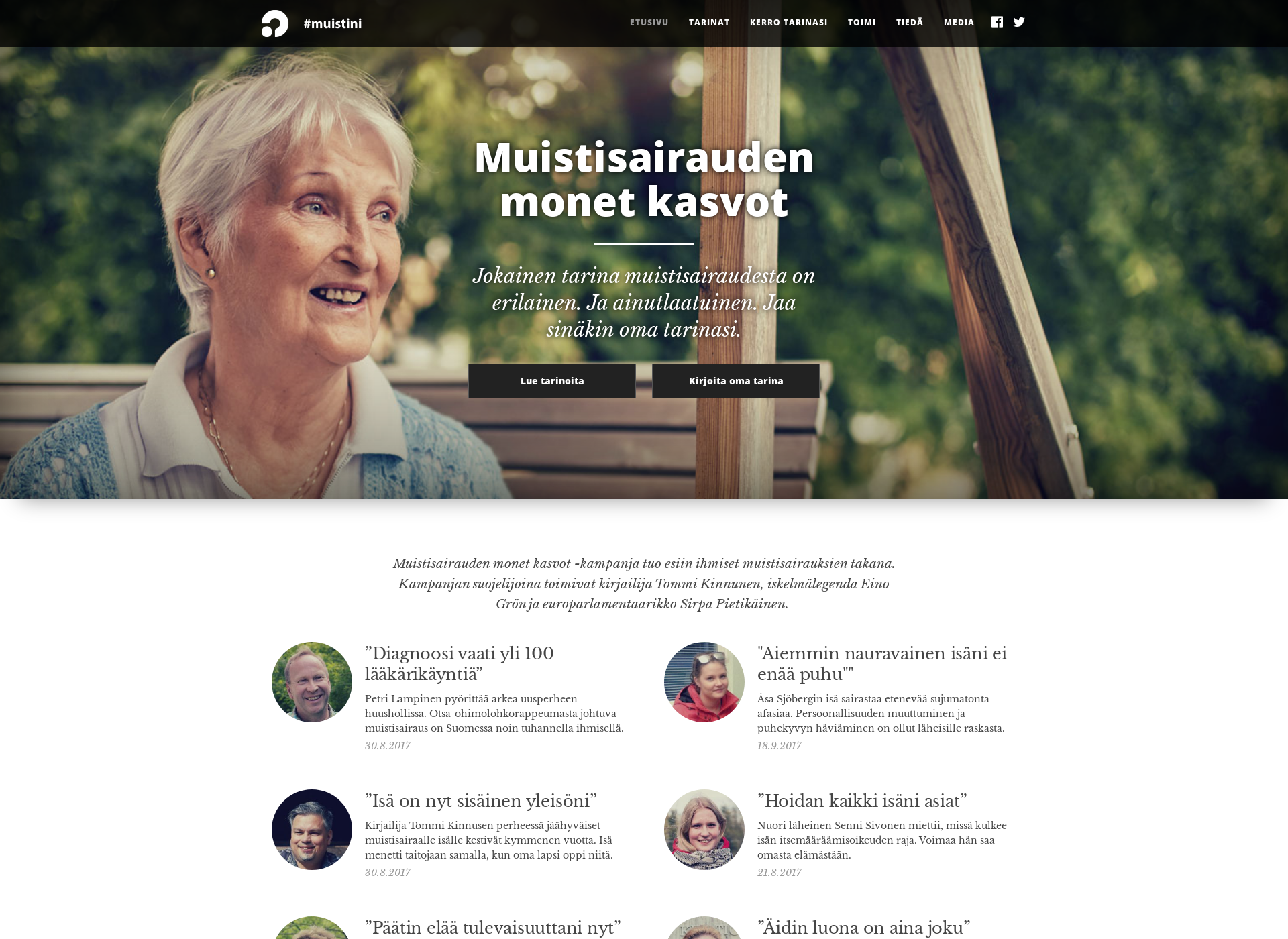 Screenshot for muistisairaudenmonetkasvot.fi