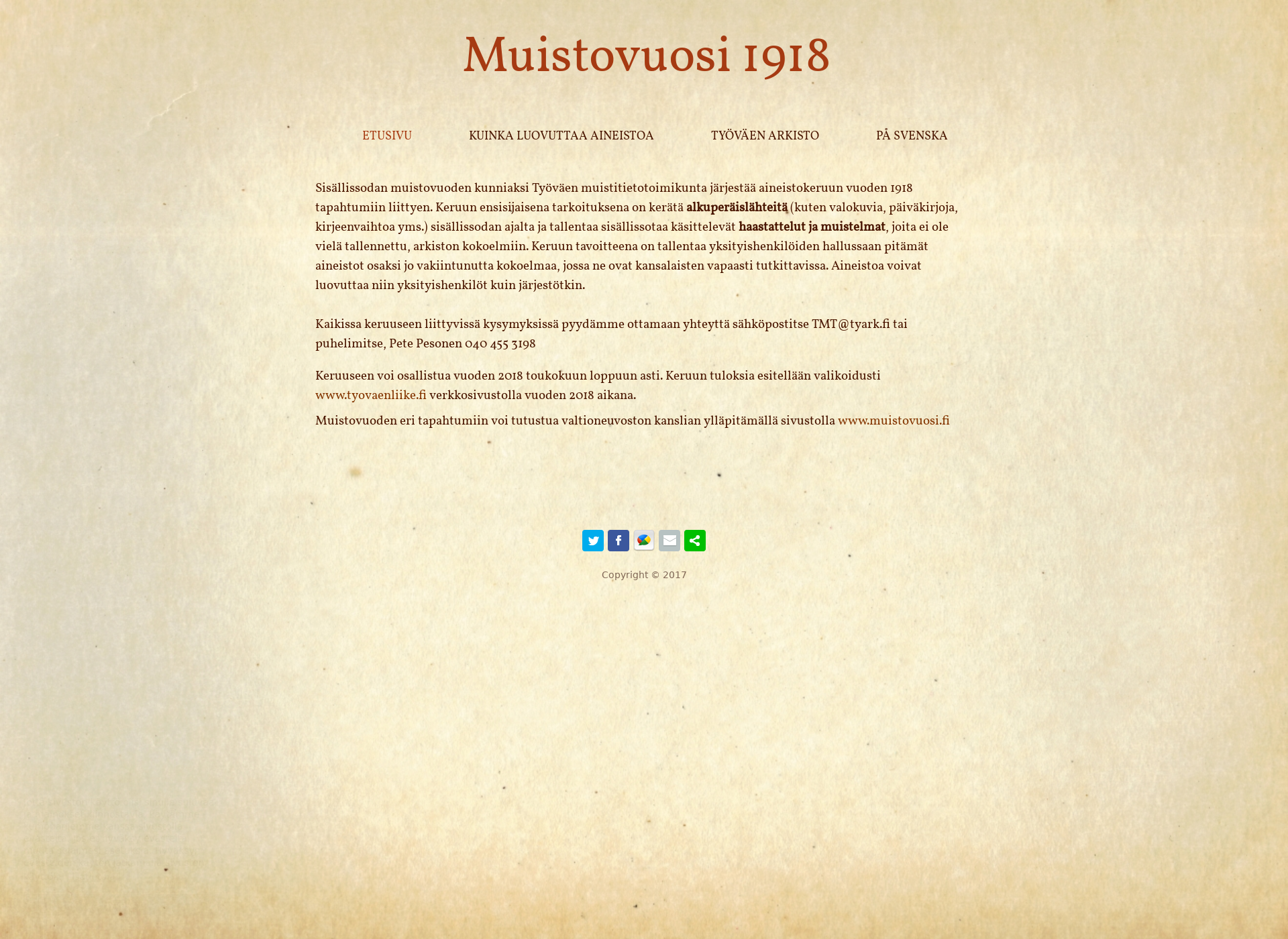 Screenshot for muistovuosi1918.fi