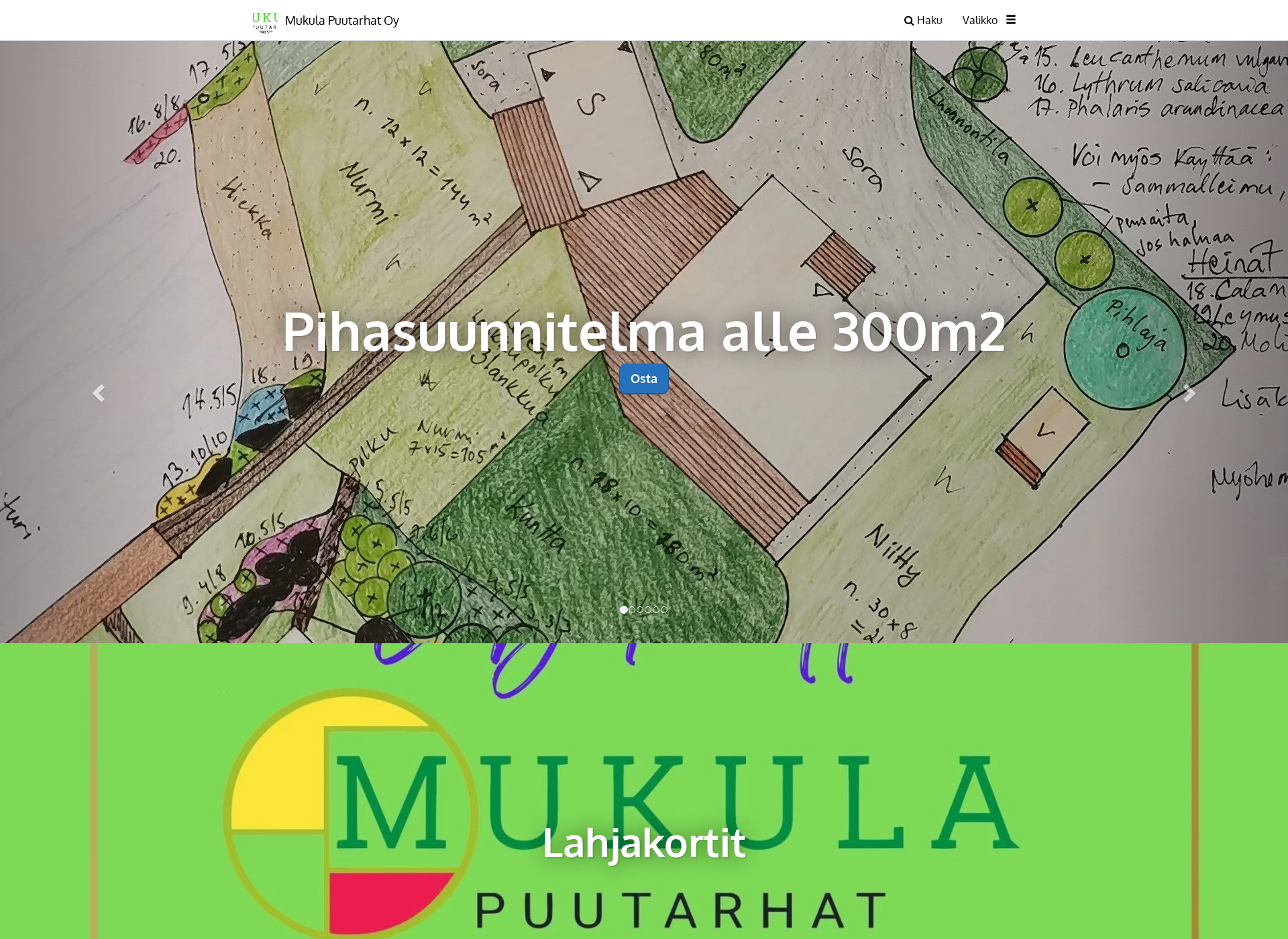 Skärmdump för mukulapuutarhat.fi