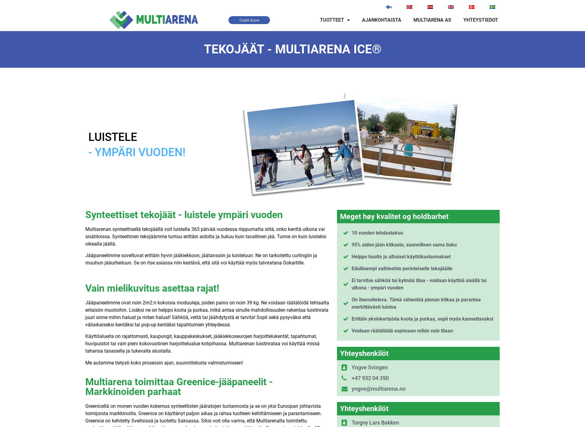 Screenshot for multiarenaice.fi