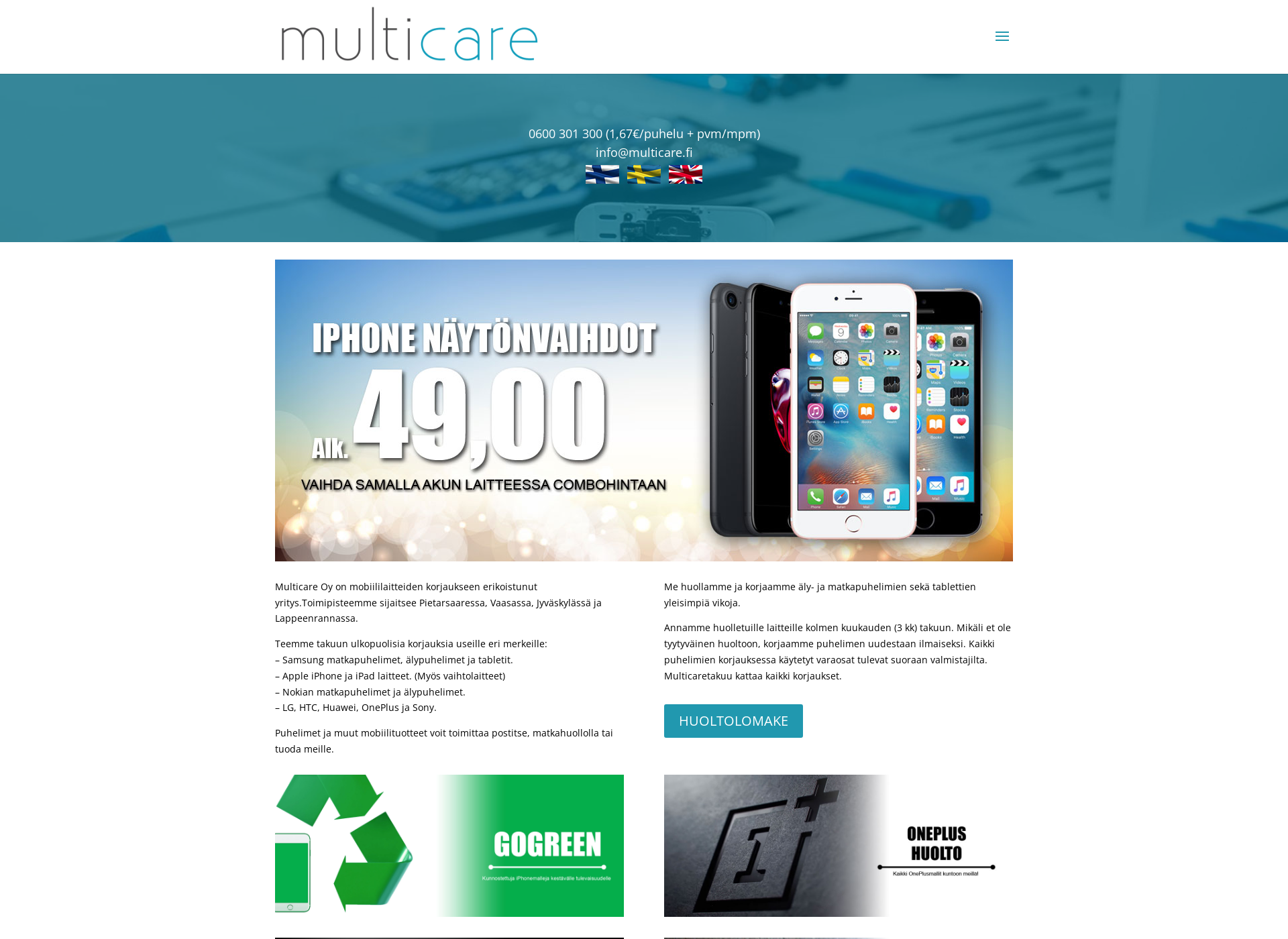 Skärmdump för multicare.fi