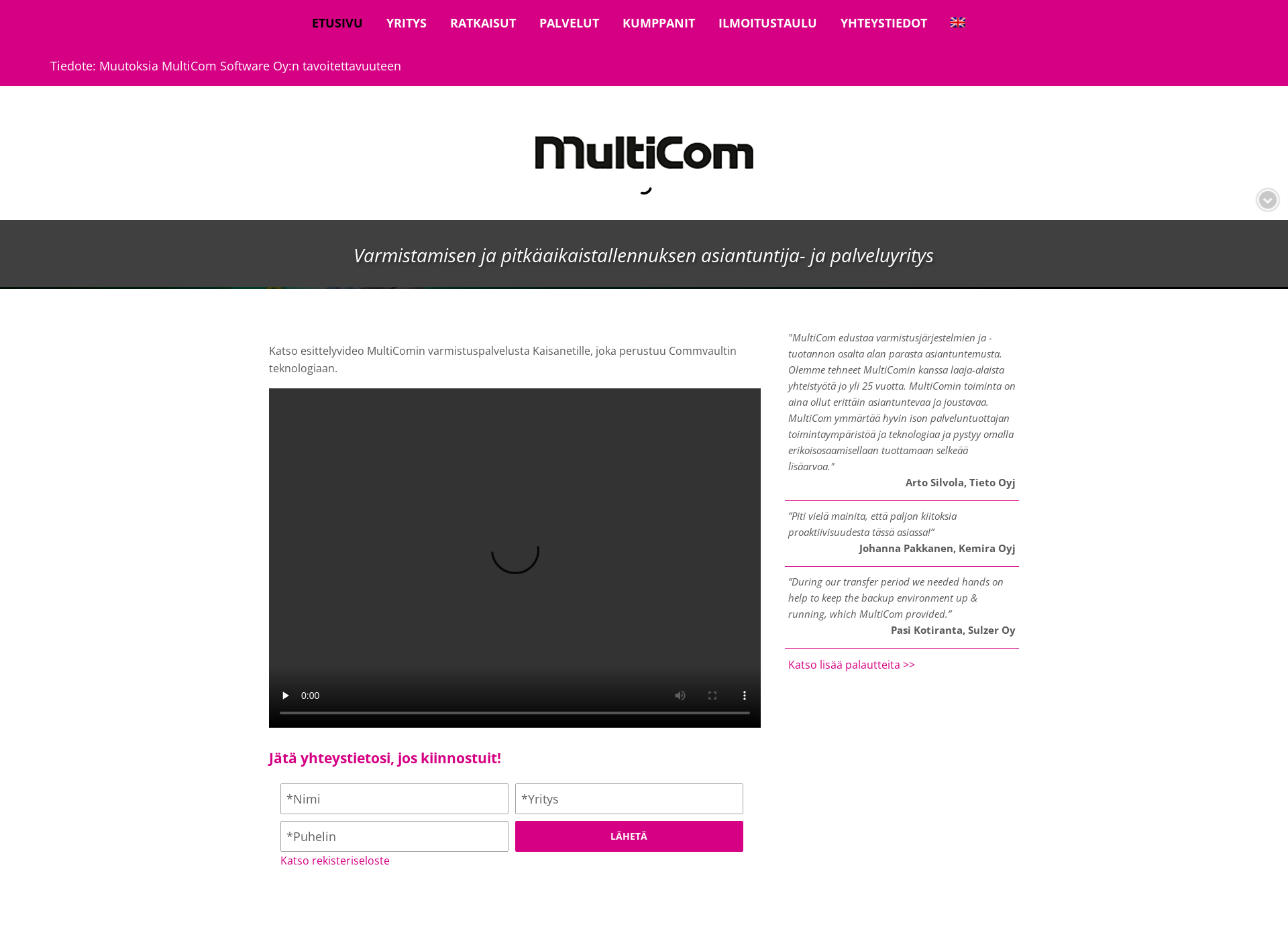 Skärmdump för multicom.fi