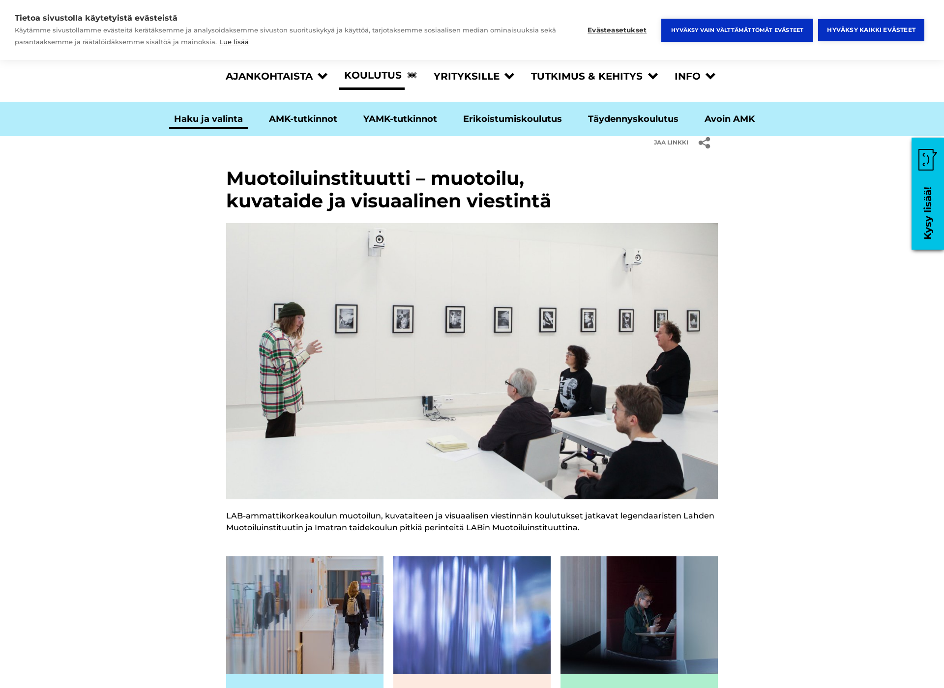 Skärmdump för muotoiluinstituutti.fi
