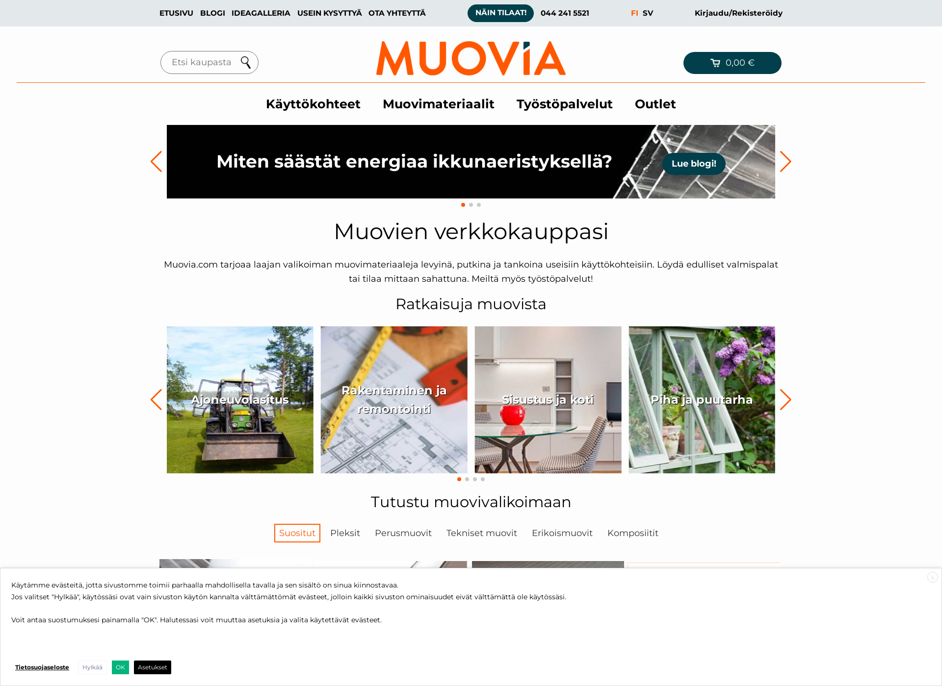 Skärmdump för muovia.fi