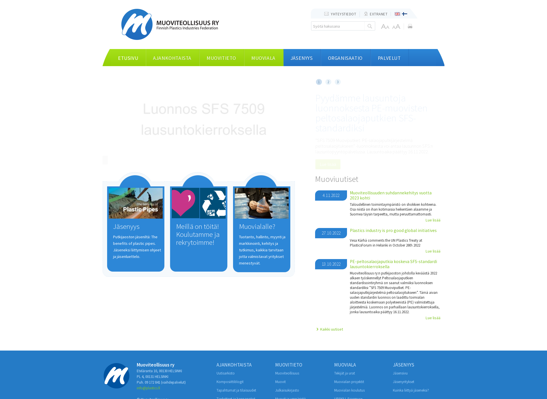 Skärmdump för muoviteollisuus.fi