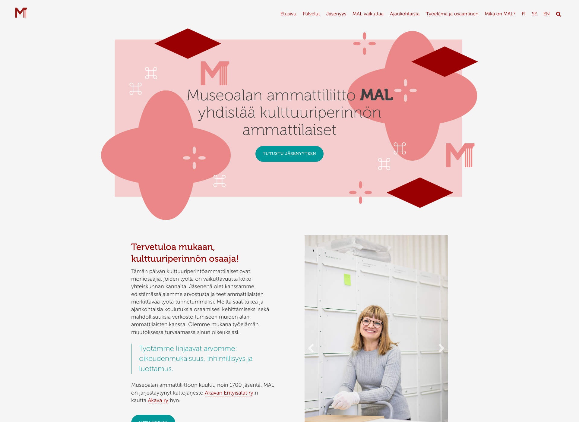 Screenshot for museoalanammattiliitto.fi