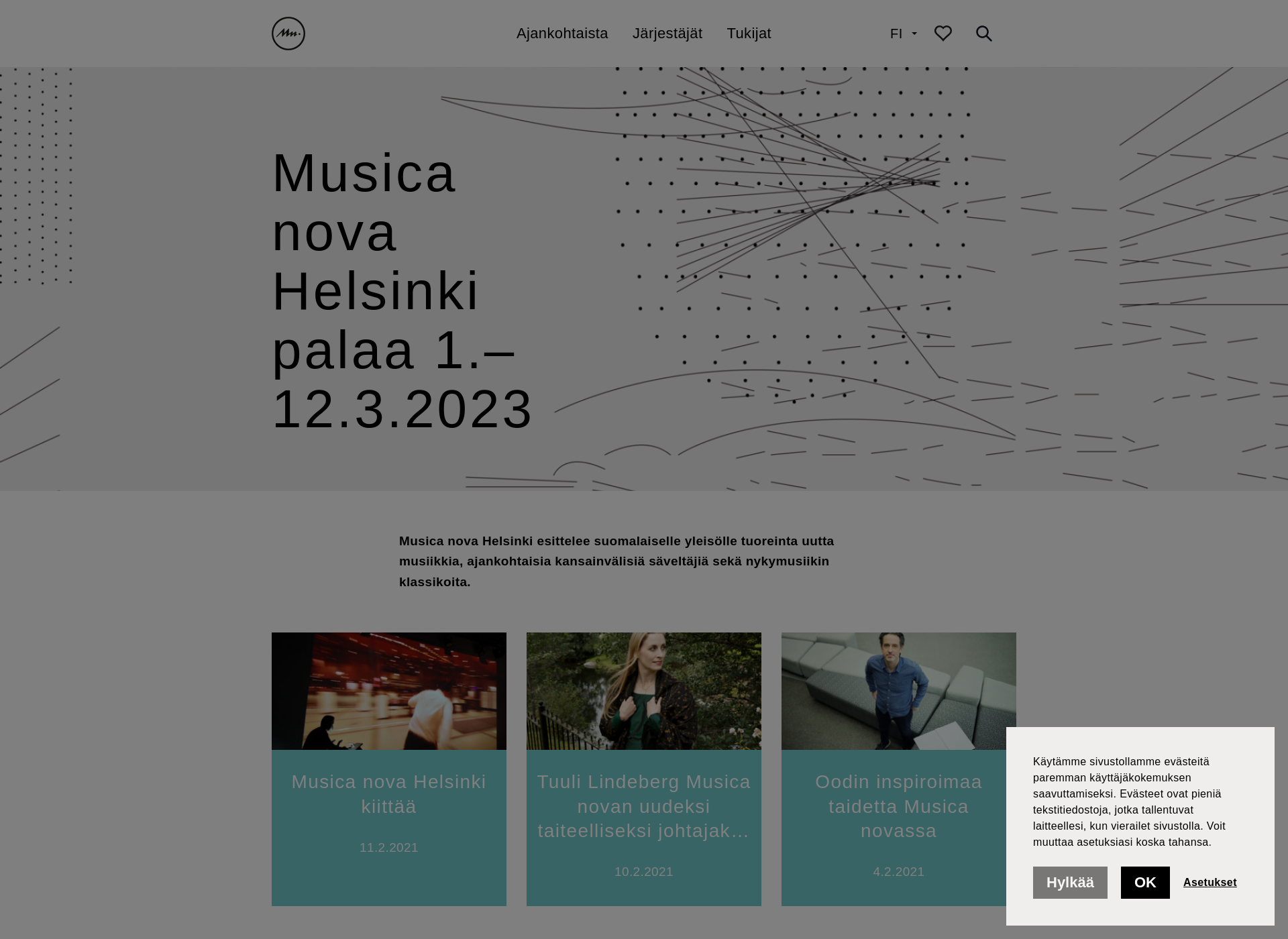 Skärmdump för musicanovahelsinki.fi