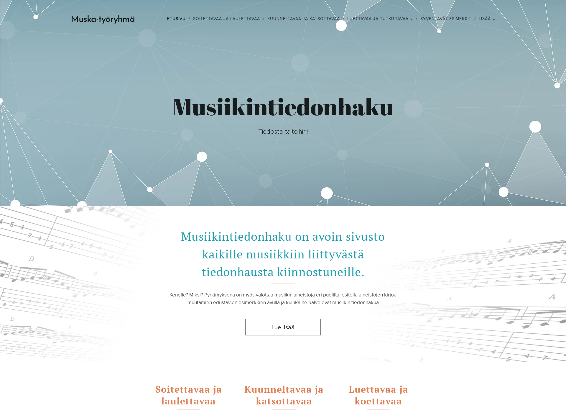 Skärmdump för musiikintiedonhaku.fi
