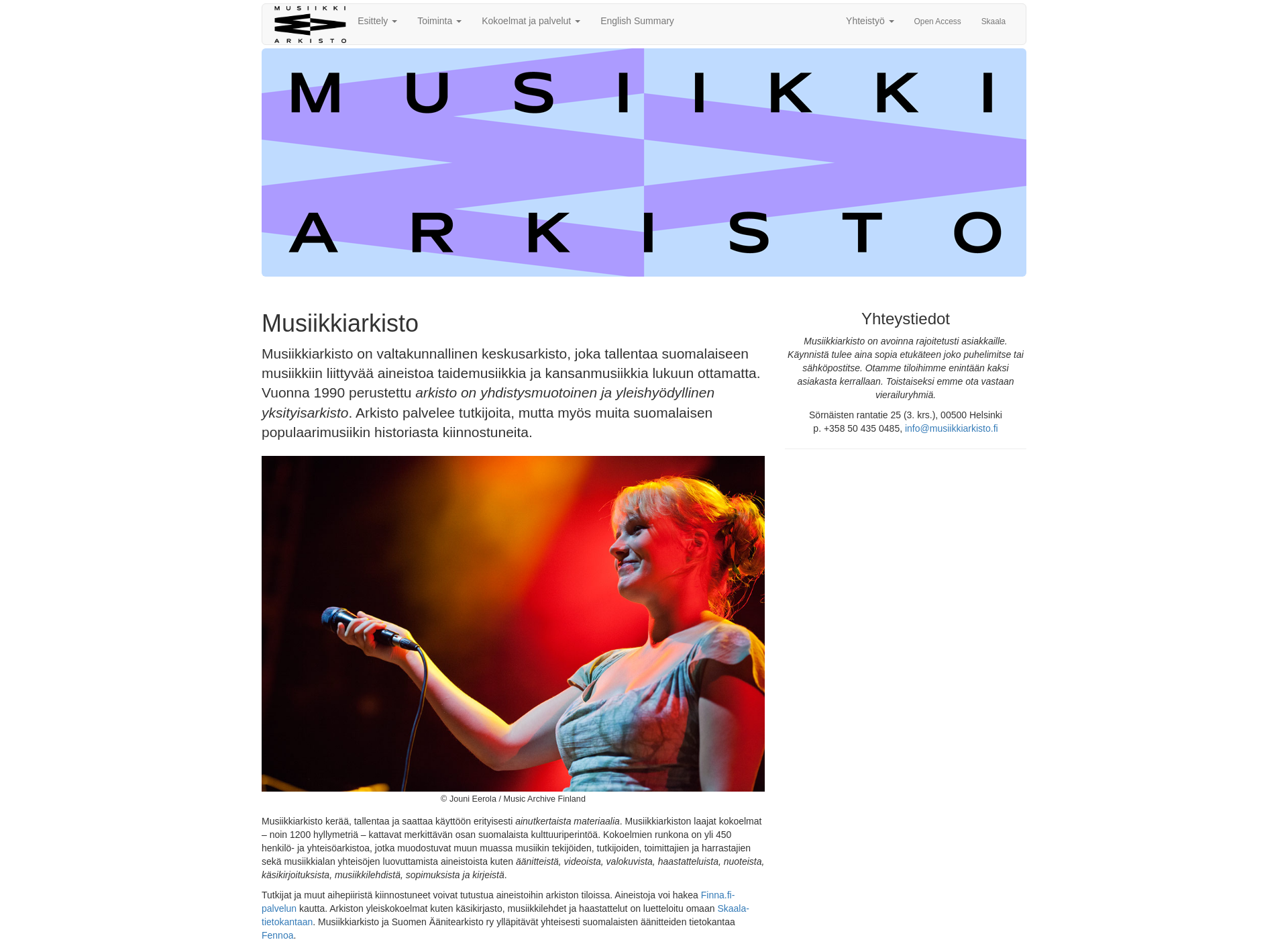 Näyttökuva musiikkiarkisto.fi