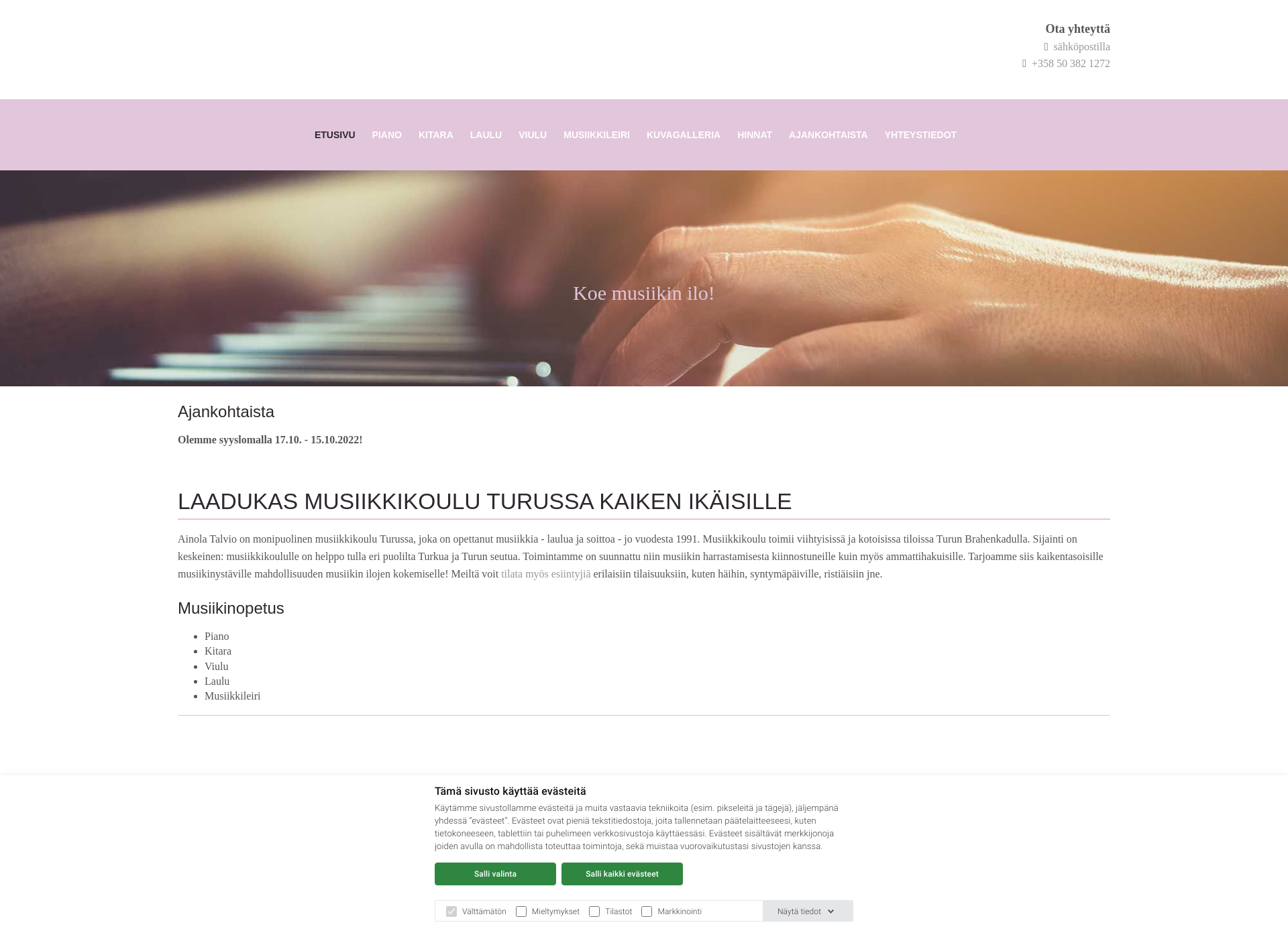 Screenshot for musiikkikouluainolatalvio.fi