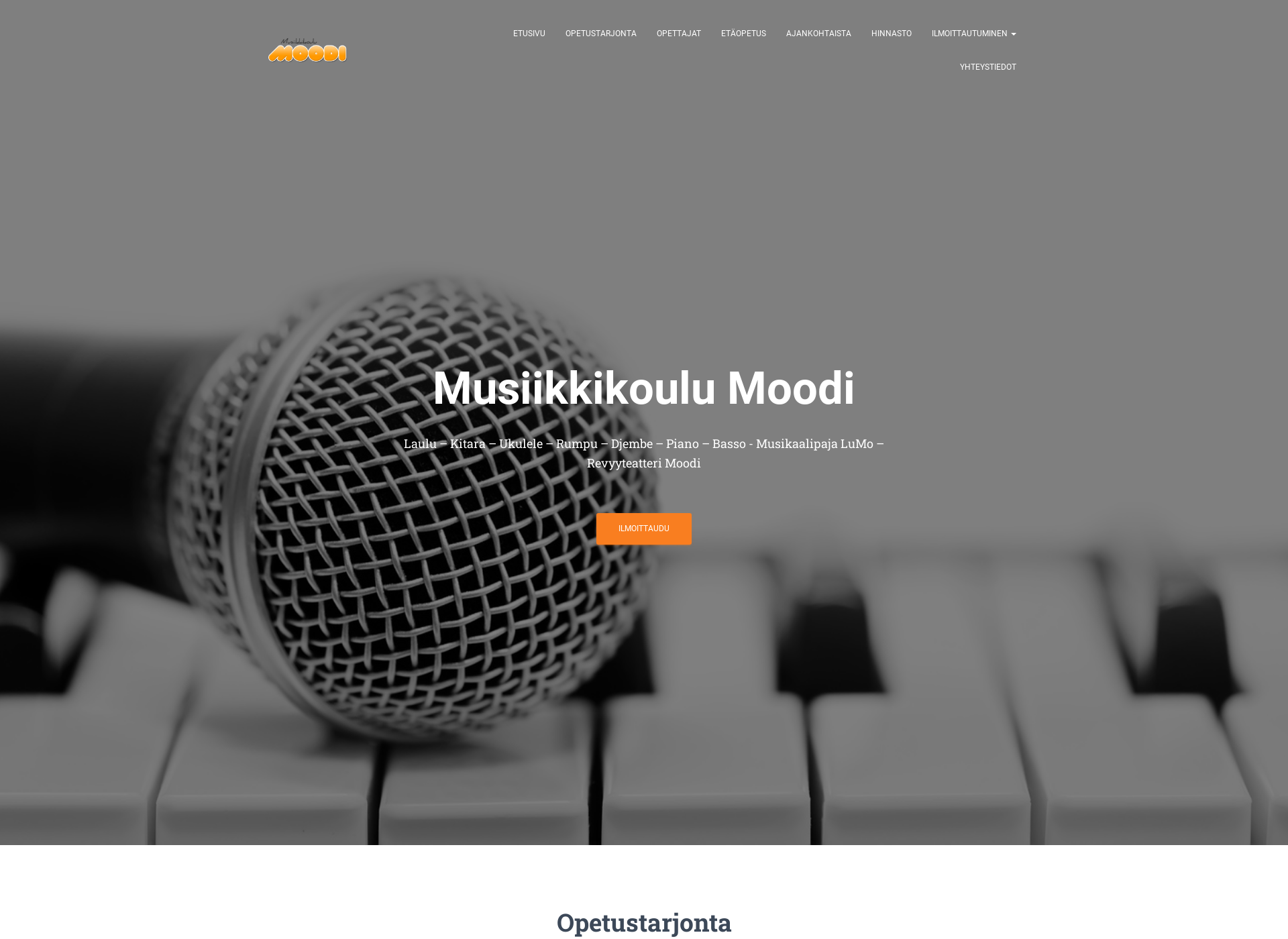 Skärmdump för musiikkikoulumoodi.fi
