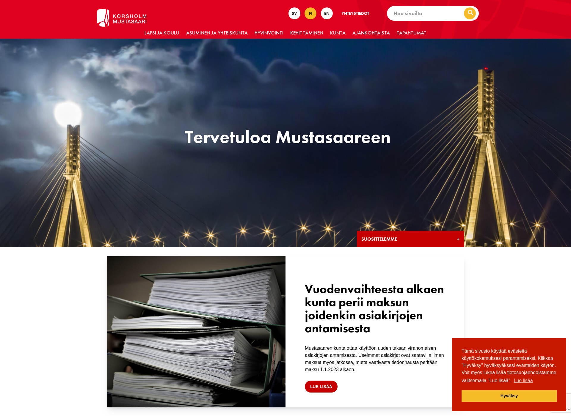 Skärmdump för mustasaari.fi