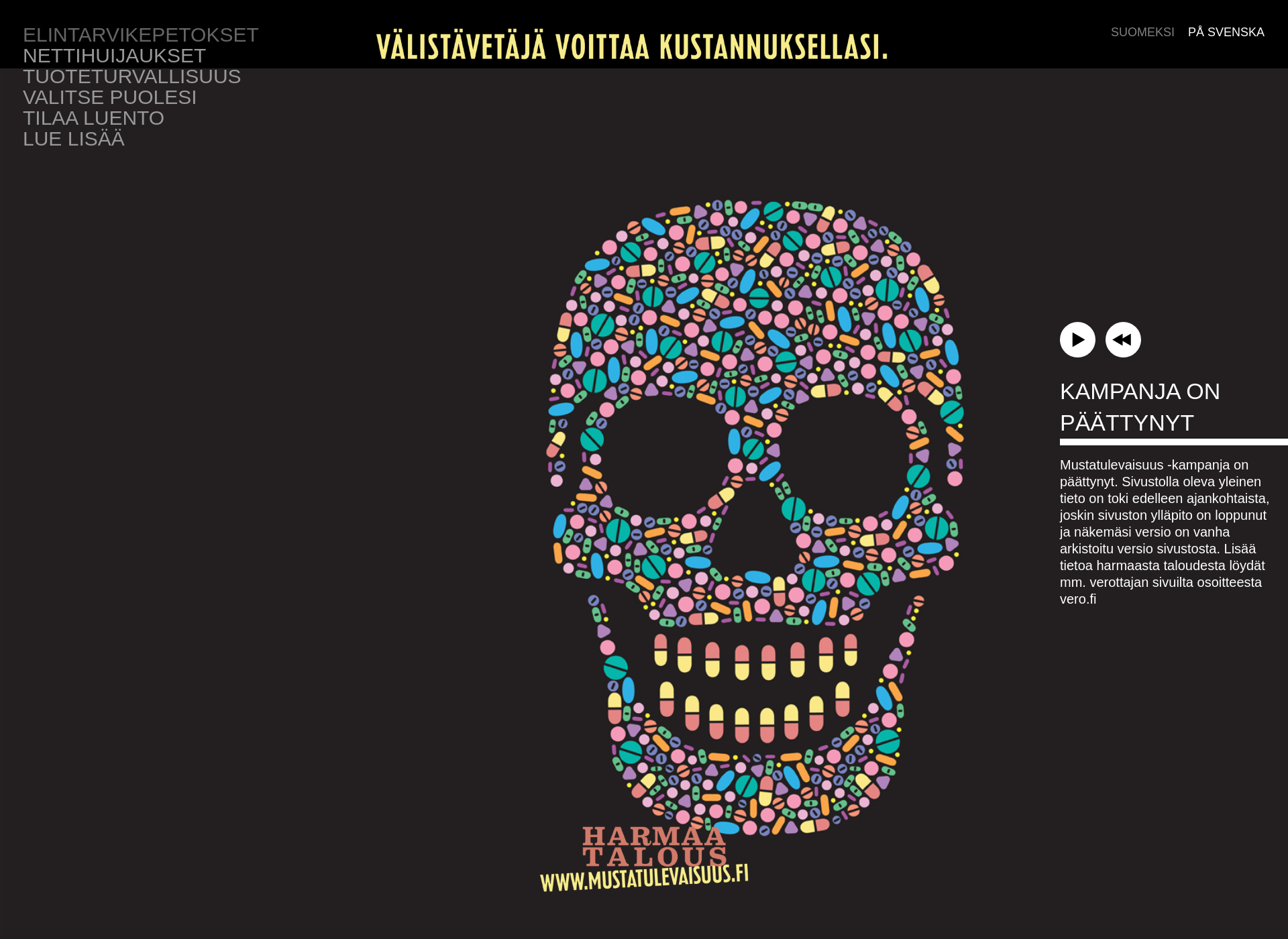Screenshot for mustatulevaisuus.fi