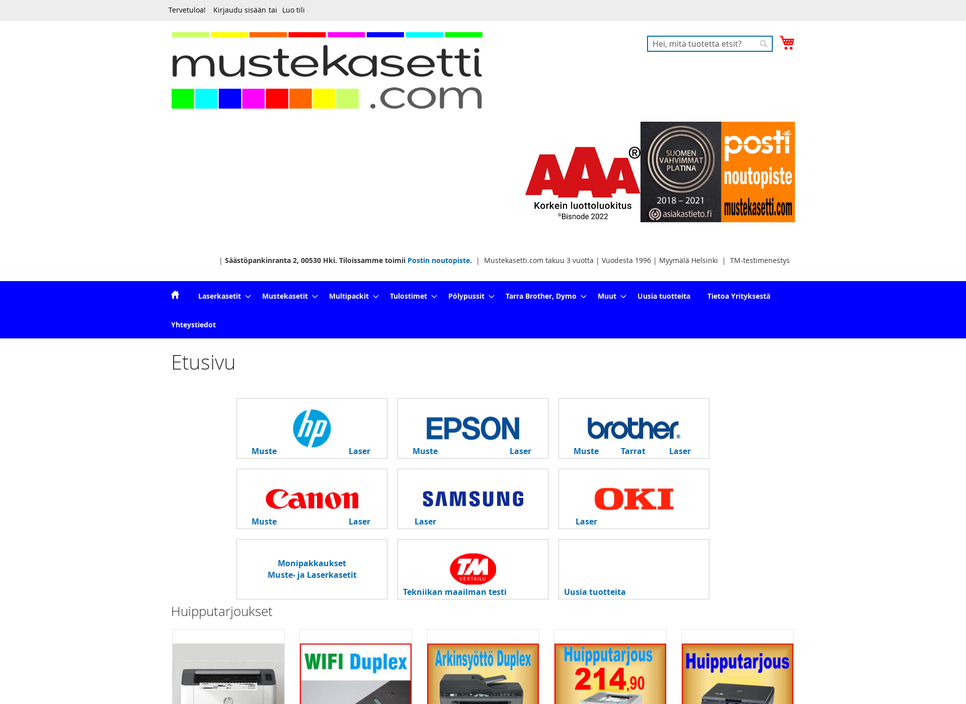 Screenshot for mustekasetit.fi