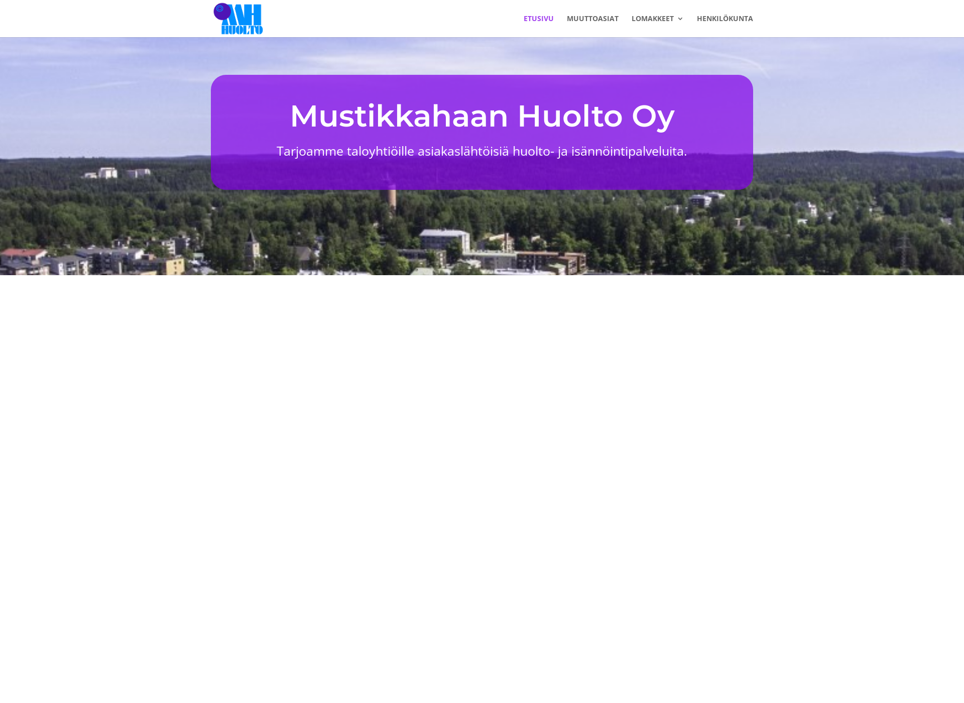 Skärmdump för mustikkahaanhuolto.fi