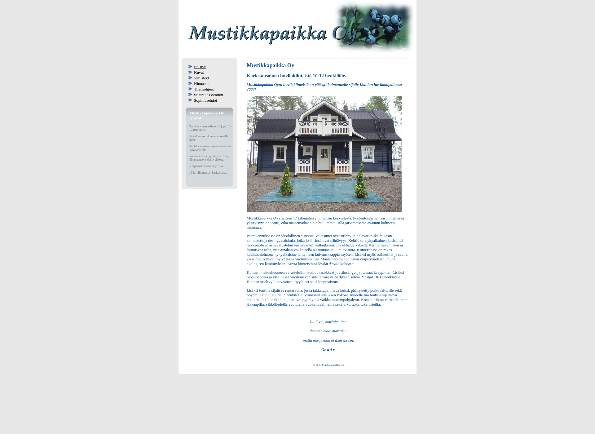 Screenshot for mustikkapaikka.fi
