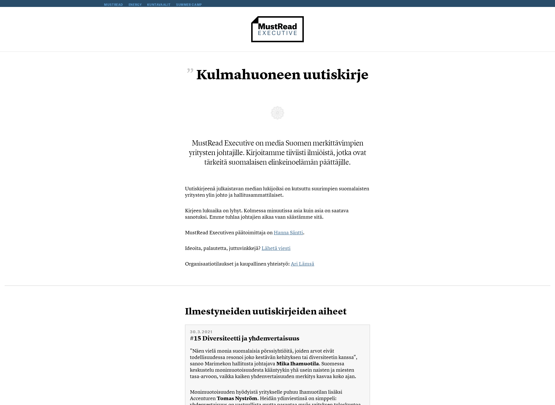 Screenshot for mustread-executive.fi