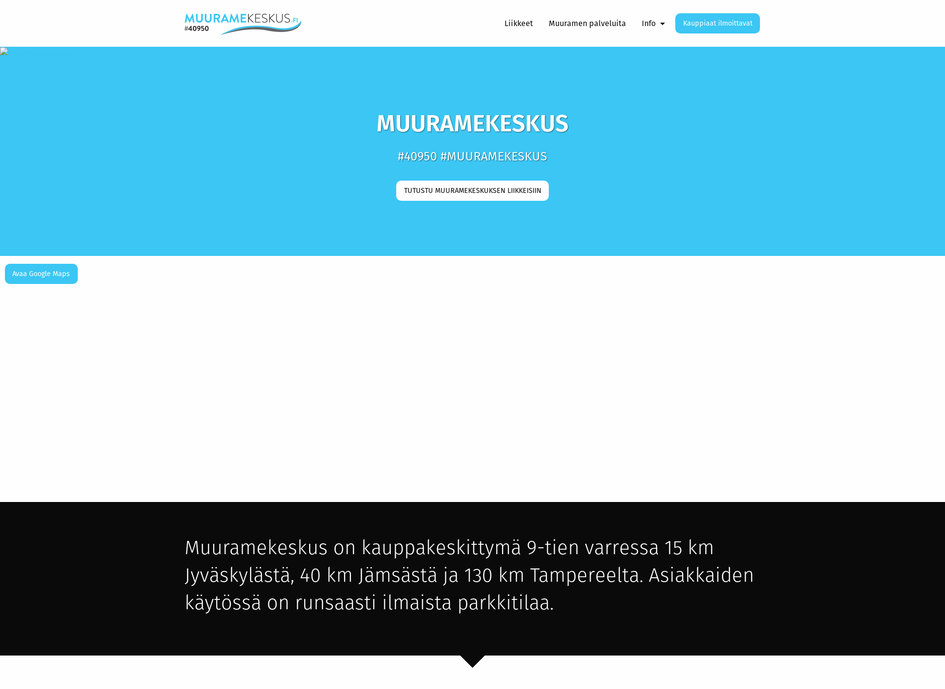 Skärmdump för muuramekeskus.fi