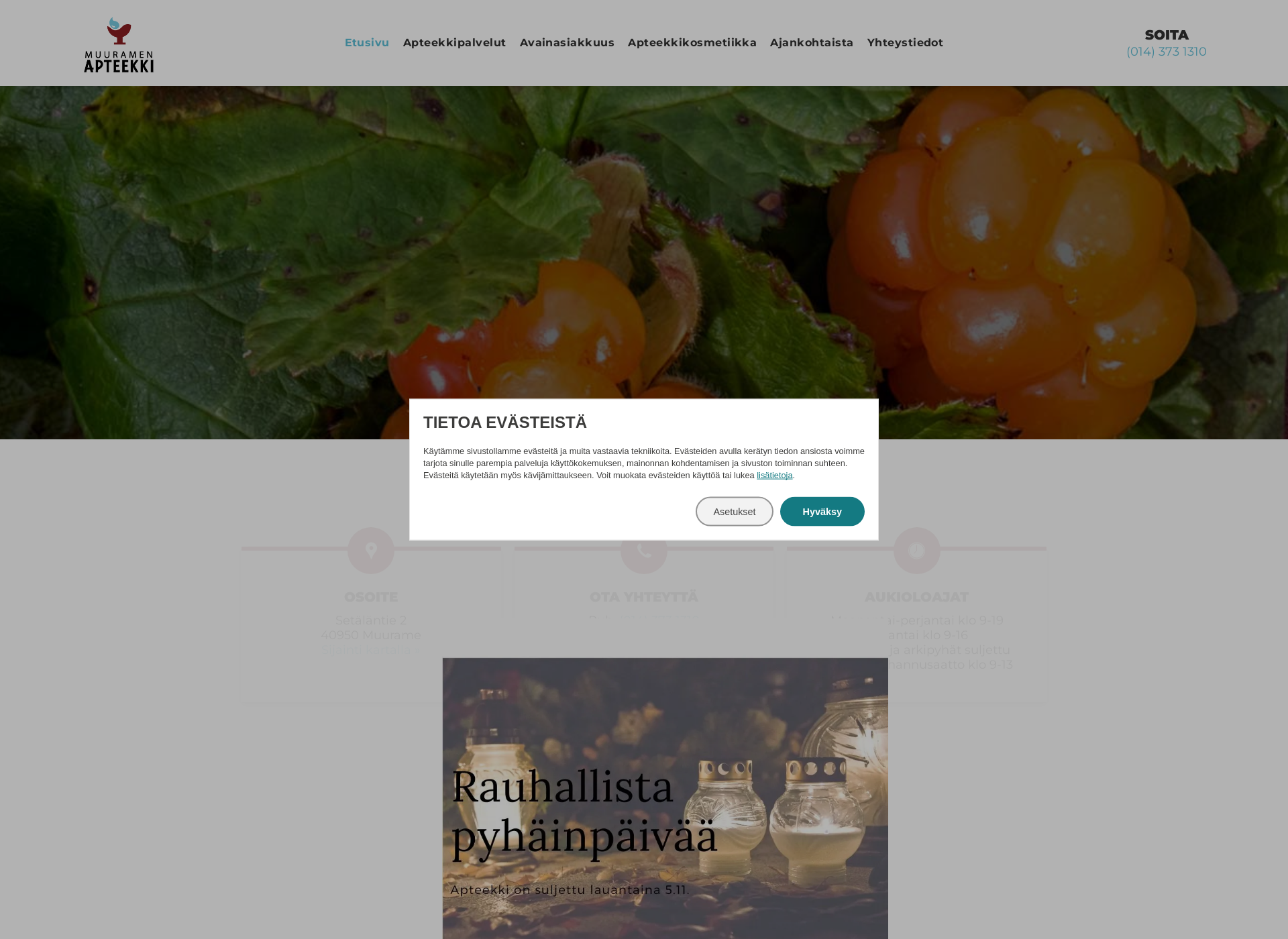 Skärmdump för muuramenapteekki.fi