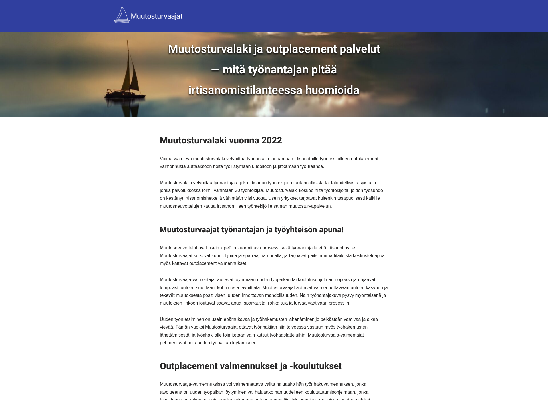 Skärmdump för muutosturvaajat.fi