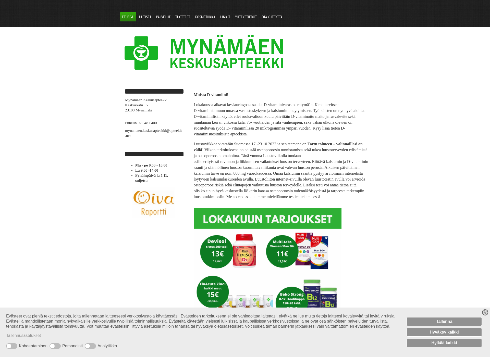 Skärmdump för mynamaenapteekki.fi