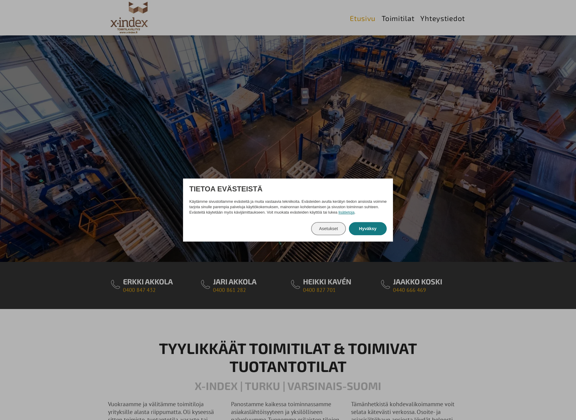 Skärmdump för myytävättoimitilat-turku.fi