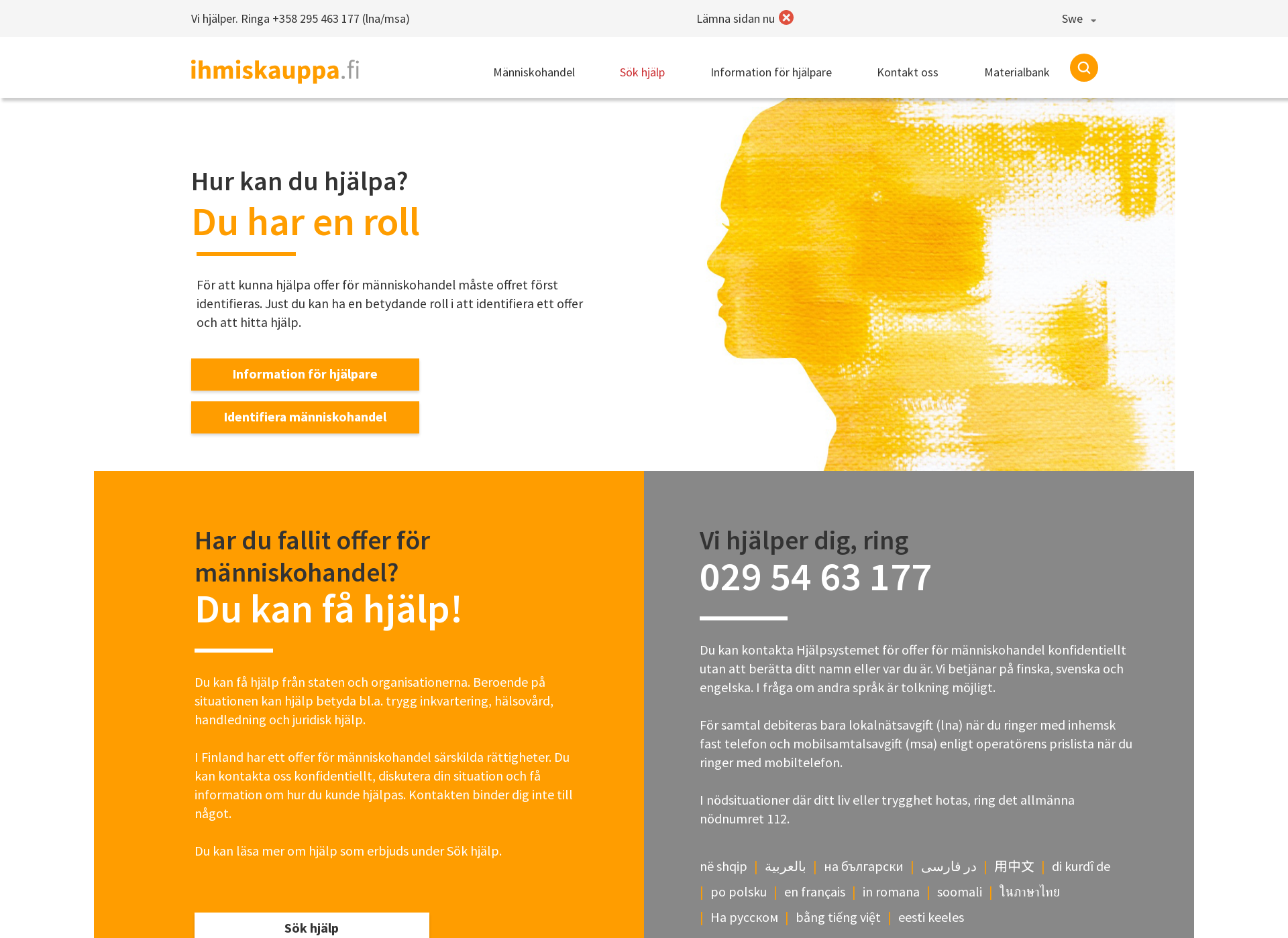 Screenshot for människohandel.fi