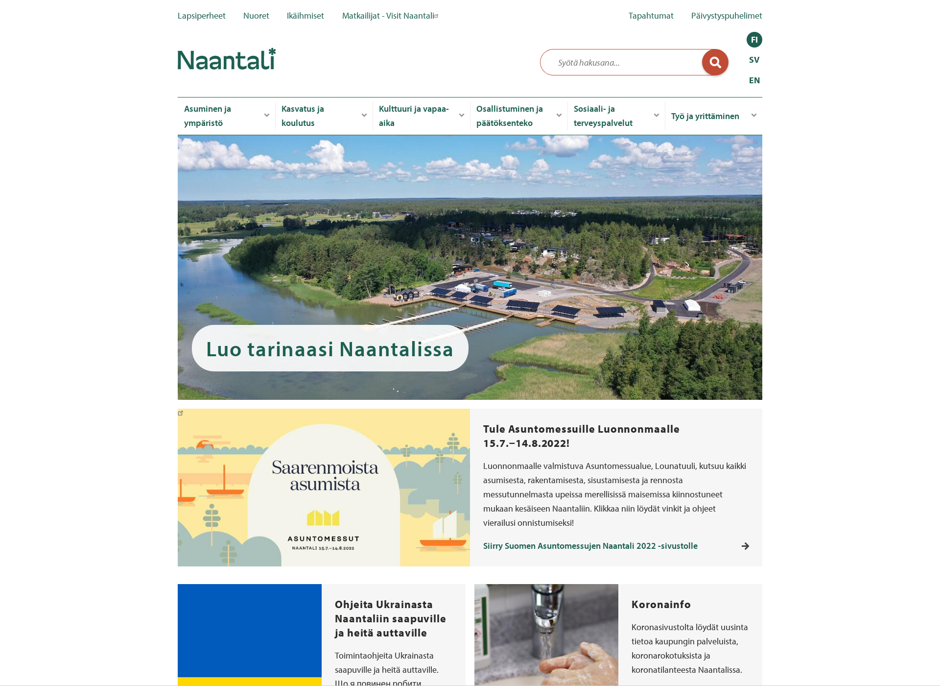 Screenshot for naantali.fi