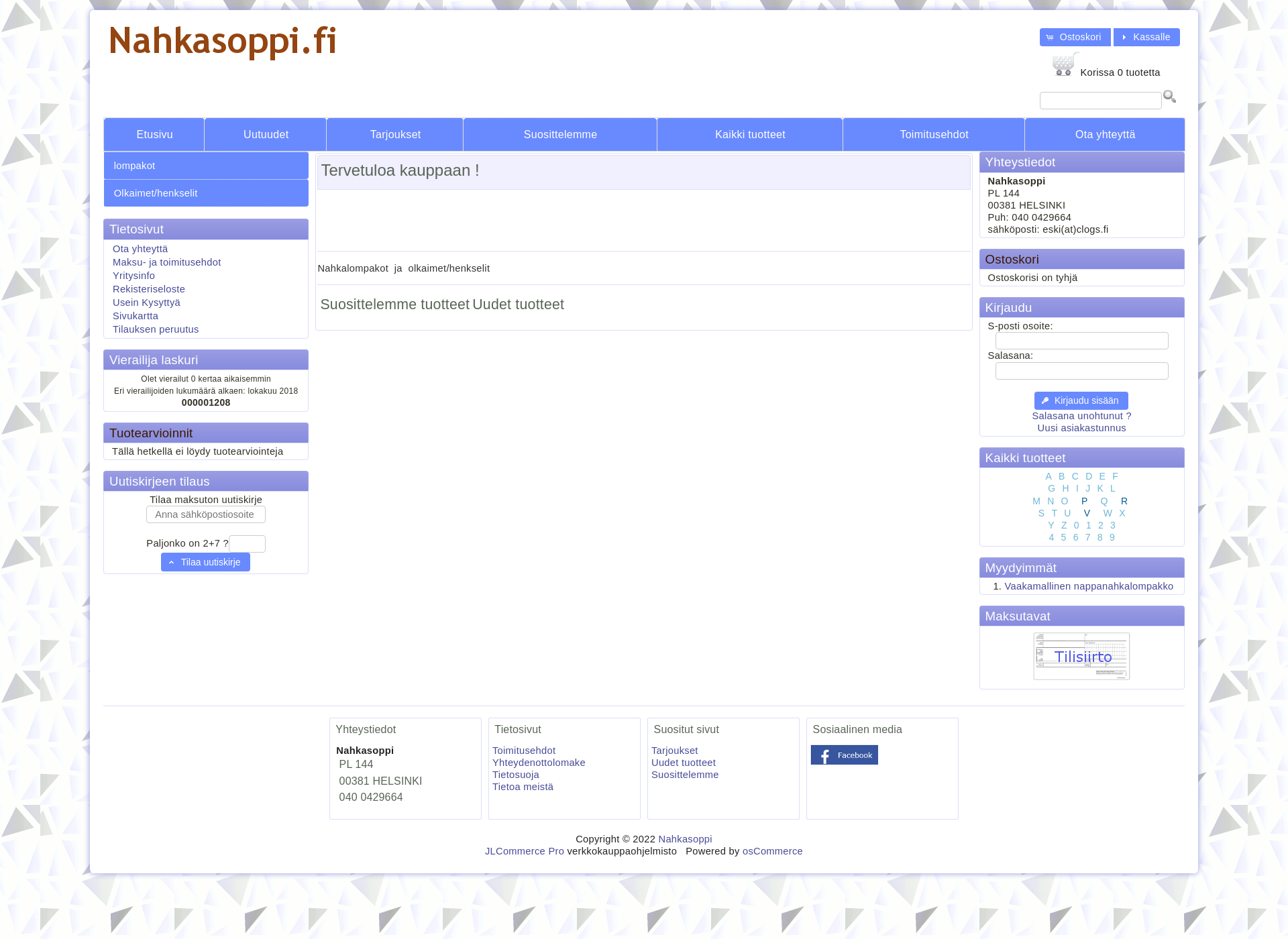 Skärmdump för nahkasoppi.fi