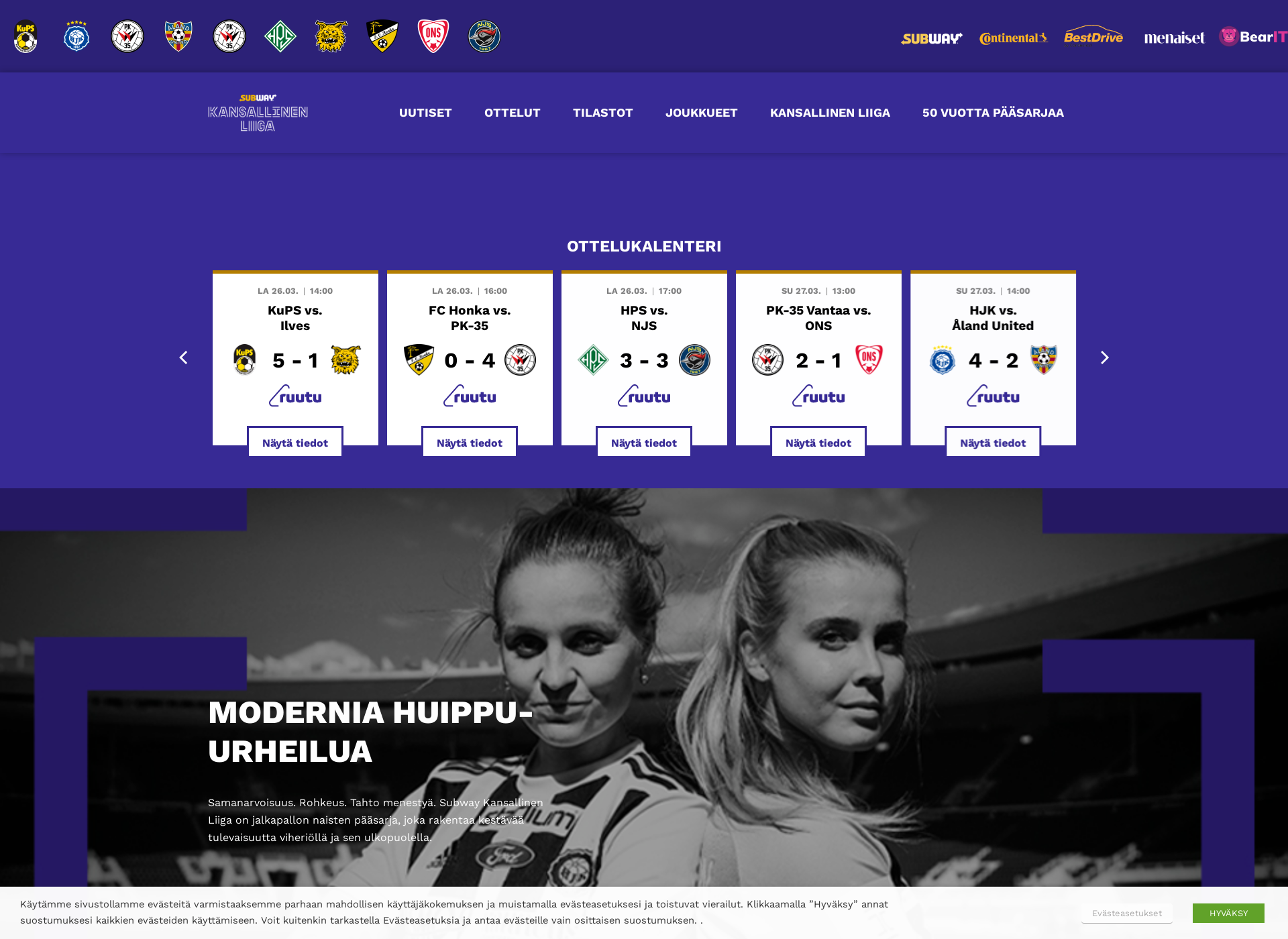 Screenshot for naistenliiga.fi