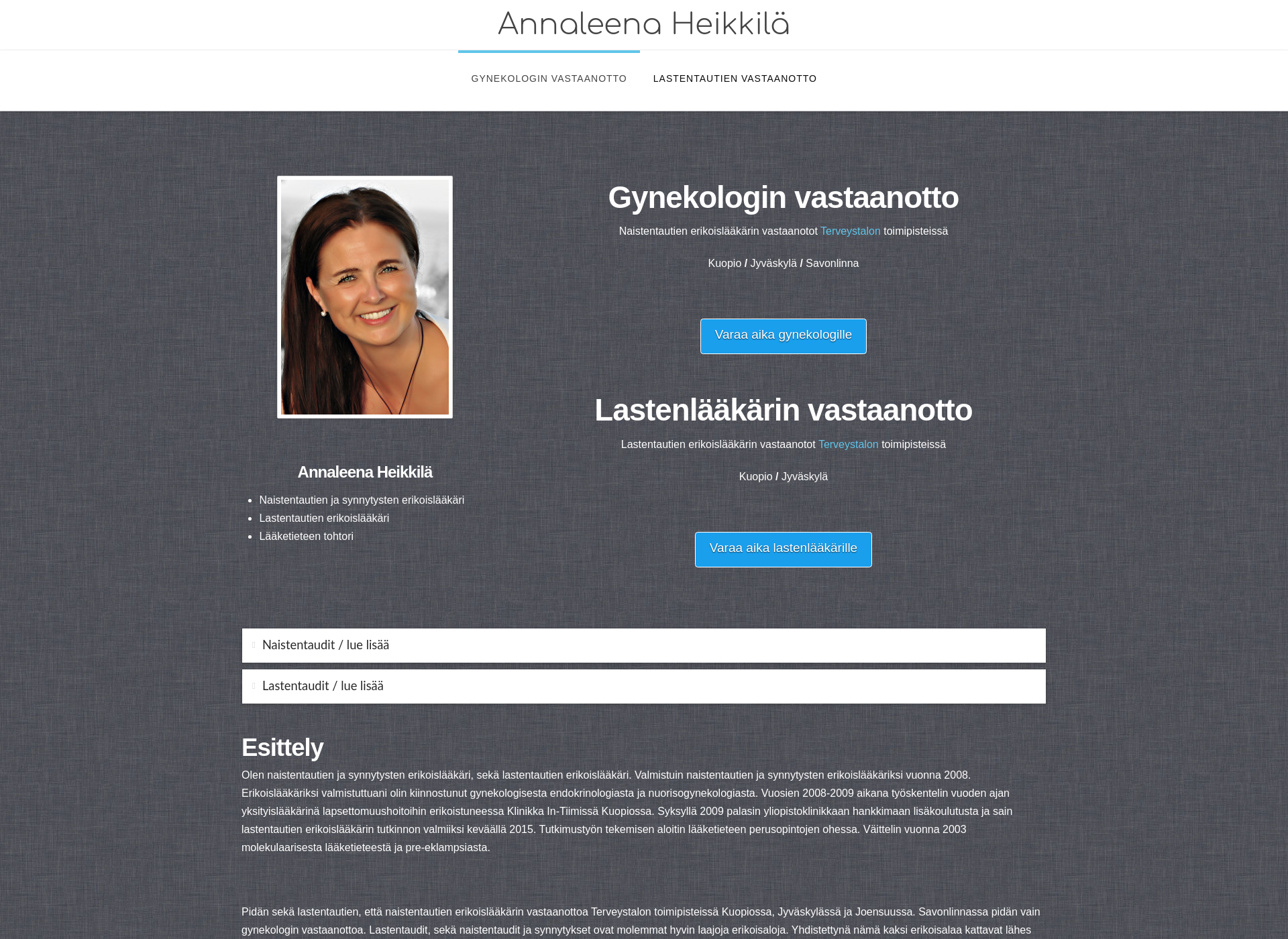 Skärmdump för naistentautienerikoislääkärijyväskylä.fi