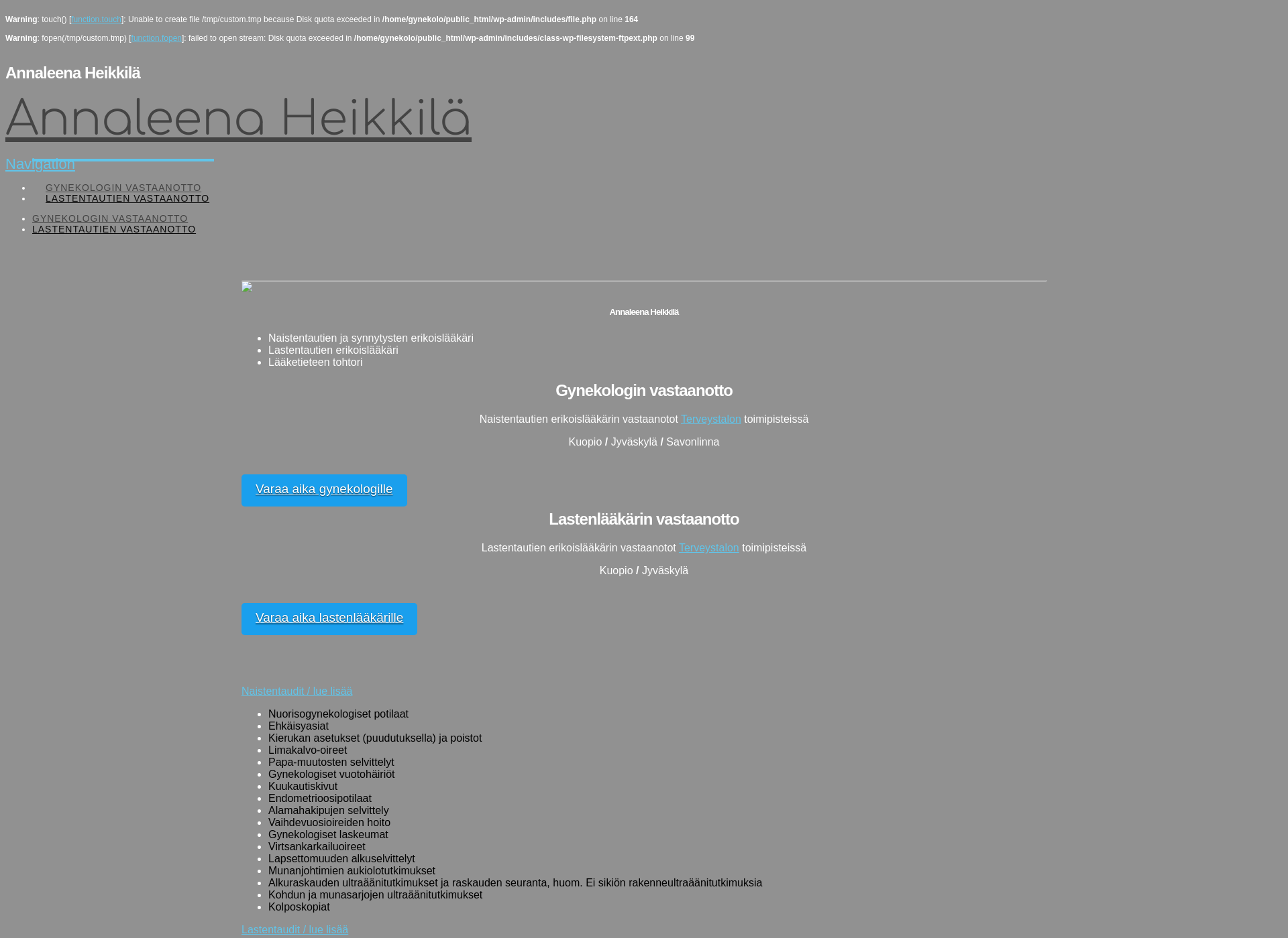Screenshot for naistentautienerikoislääkärikuopio.fi