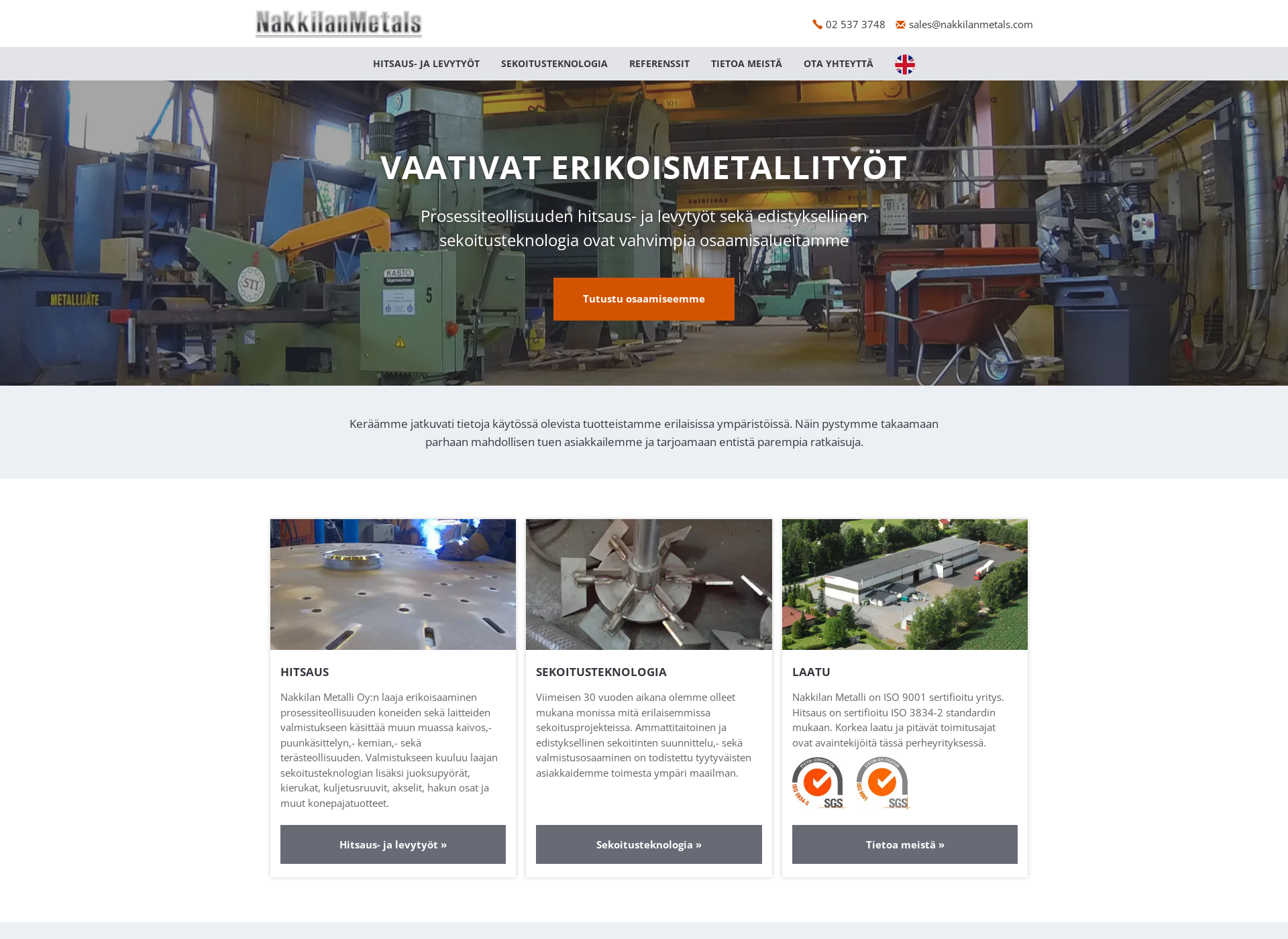 Skärmdump för nakkilanmetalli.fi