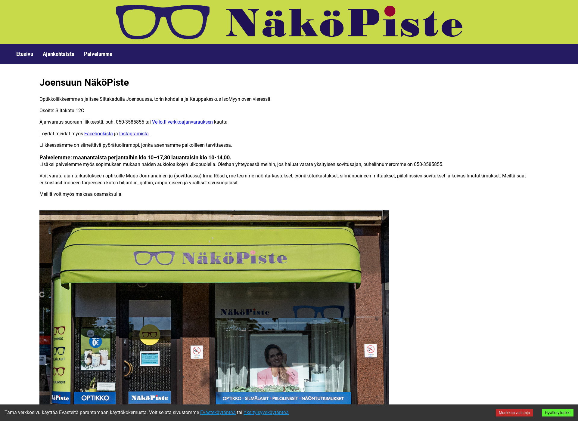Skärmdump för nakopiste.fi