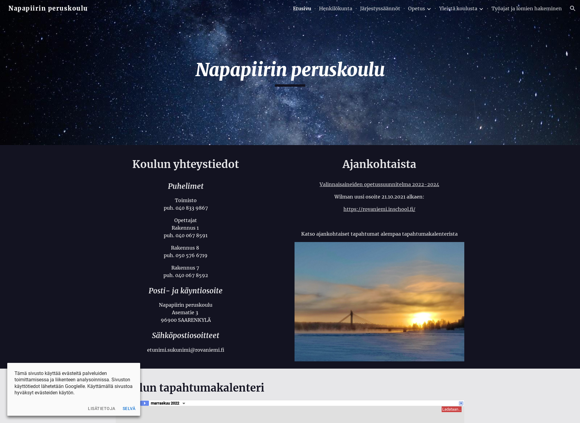 Skärmdump för napapiirinya.fi