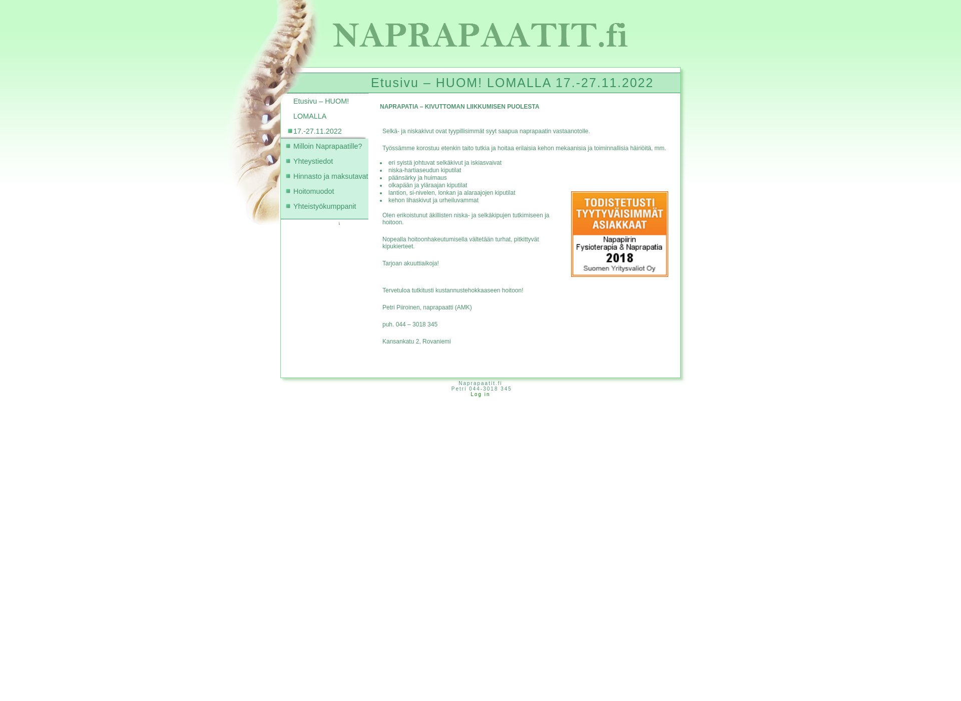 Screenshot for naprapaatit.fi