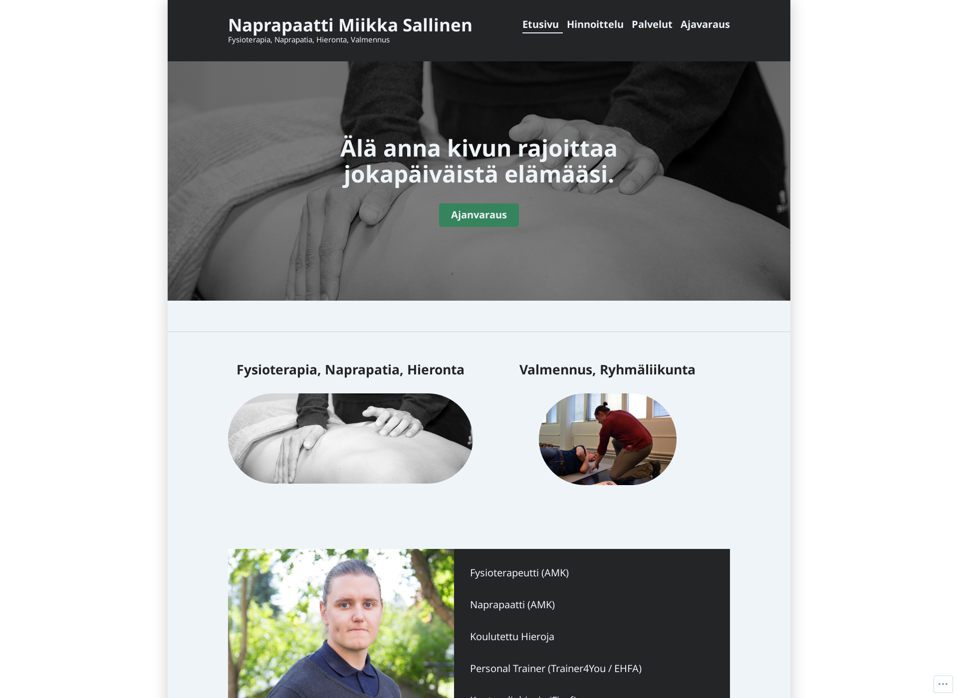 Skärmdump för naprapaattisallinen.fi