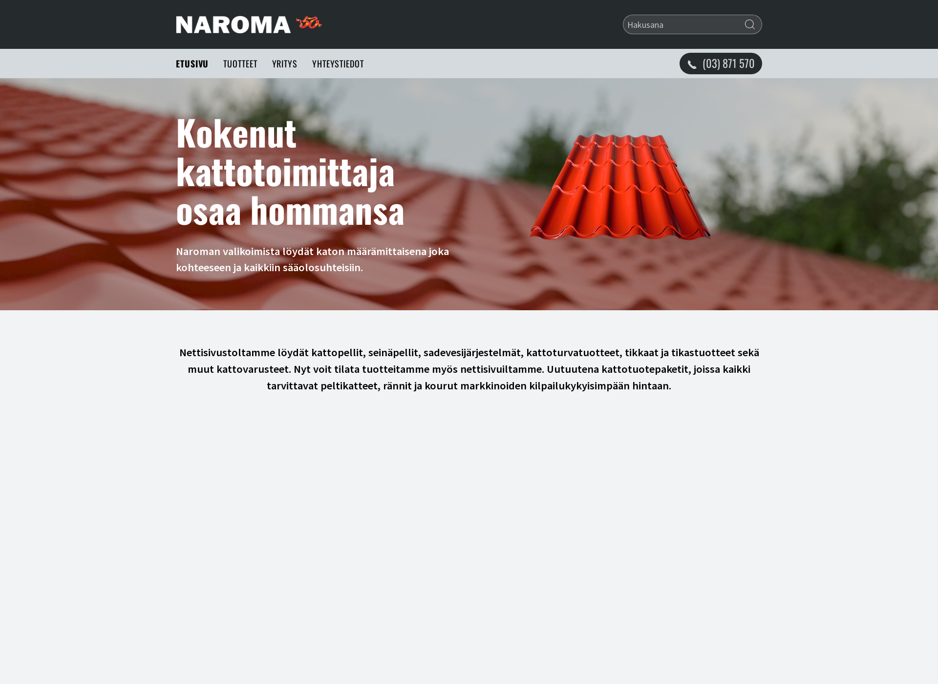 Skärmdump för naroma.fi