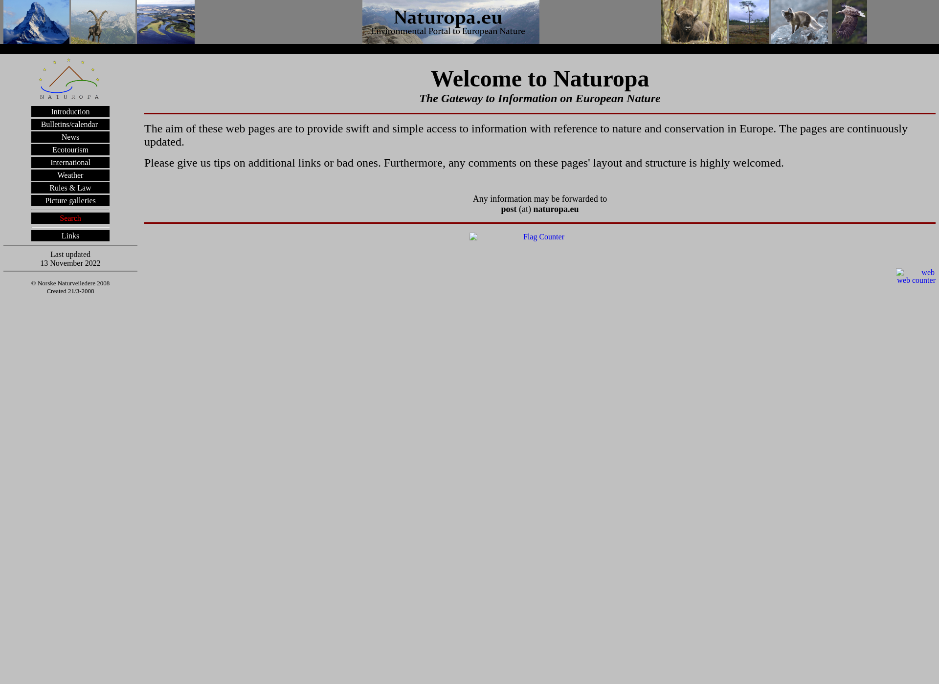 Skärmdump för naturopa.fi