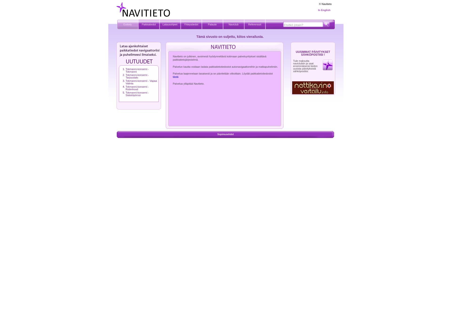 Screenshot for navitieto.fi