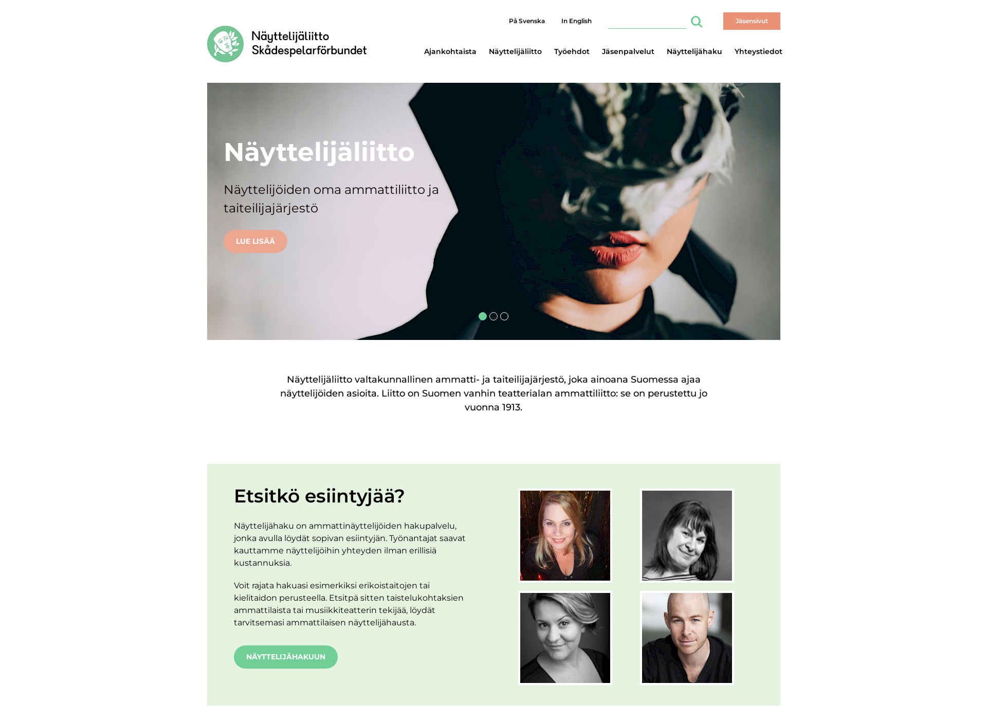 Screenshot for nayttelijaliitto.fi
