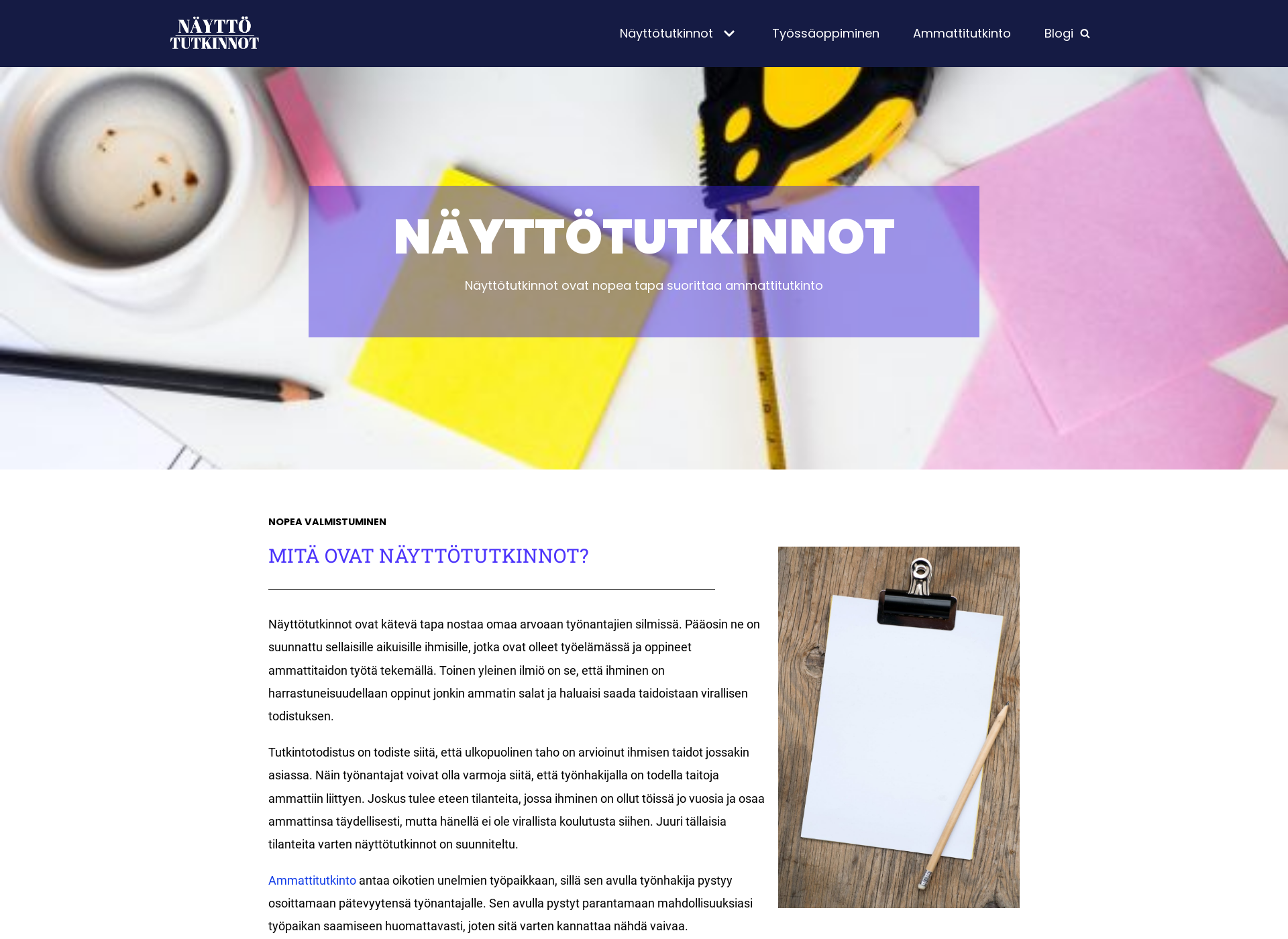 Screenshot for nayttotutkinnot.fi
