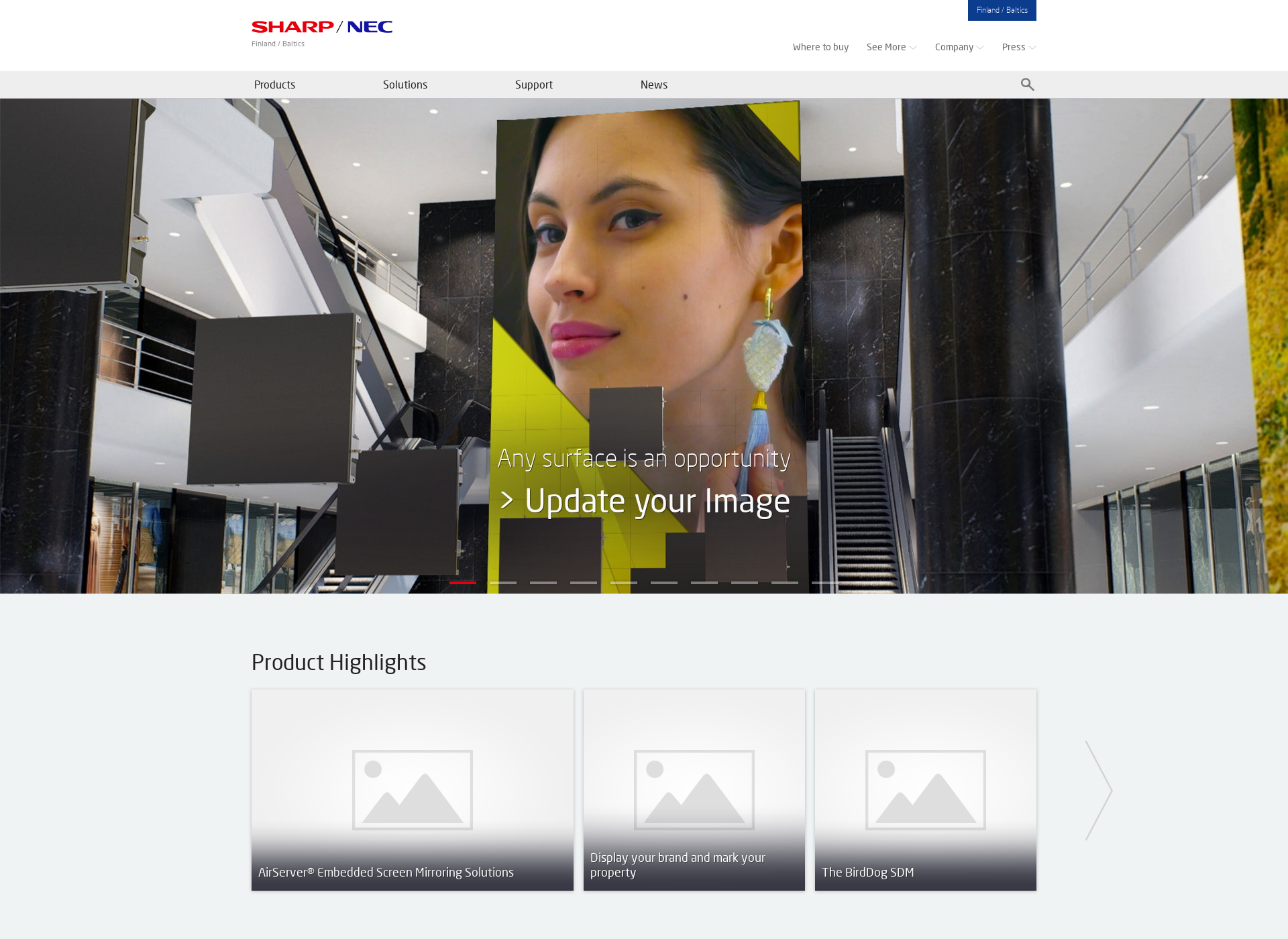 Screenshot for nec-display-solutions.fi