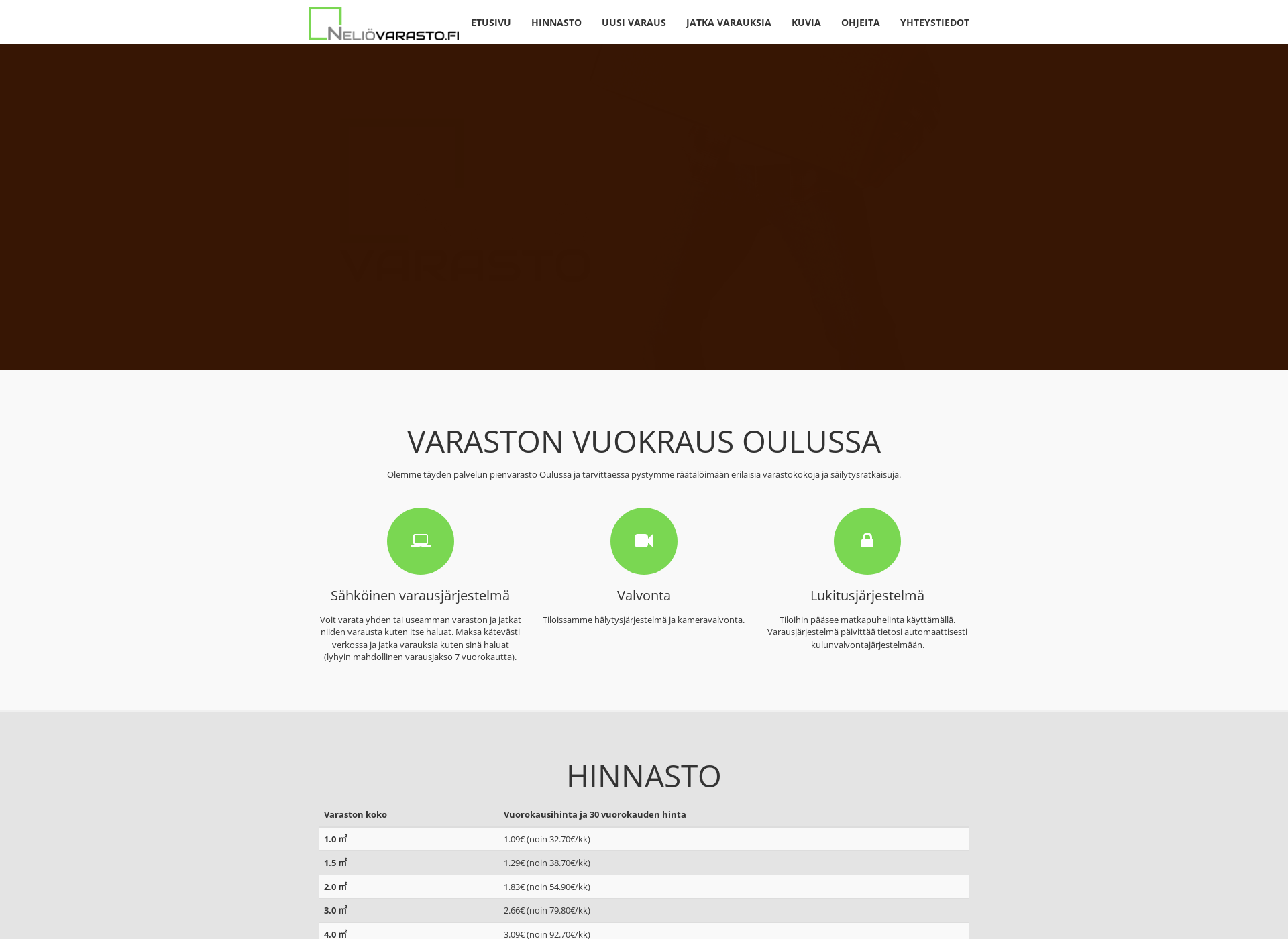 Skärmdump för neliovarasto.fi