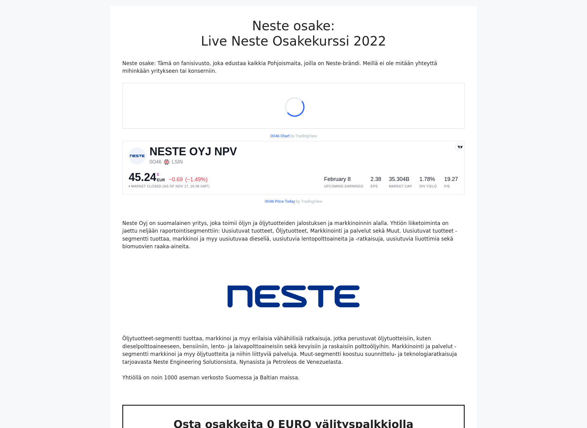 Screenshot for neste-osake.fi