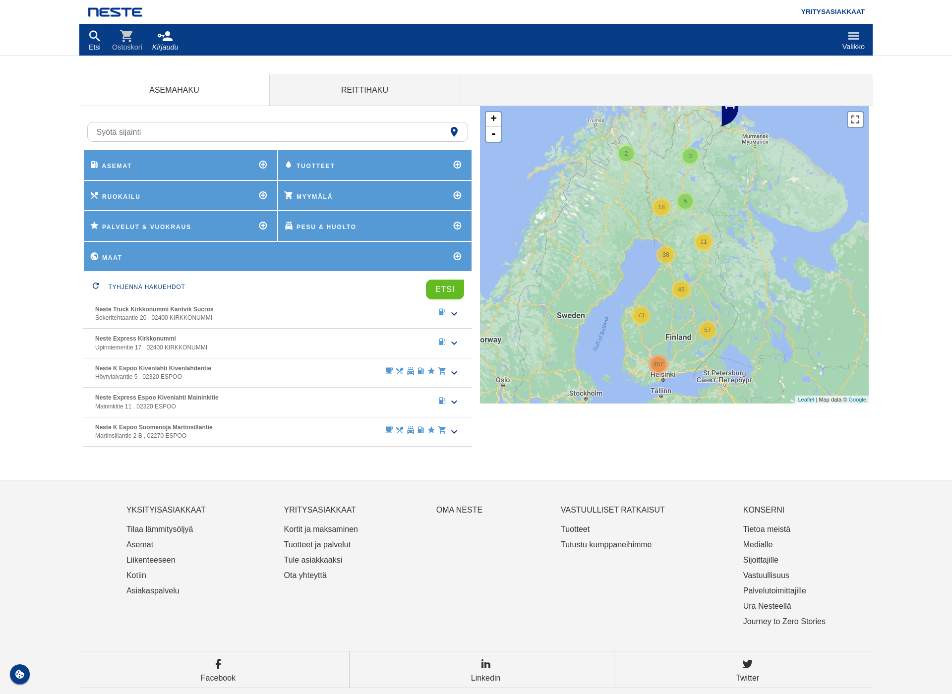 Skärmdump för nesteoilasema.fi